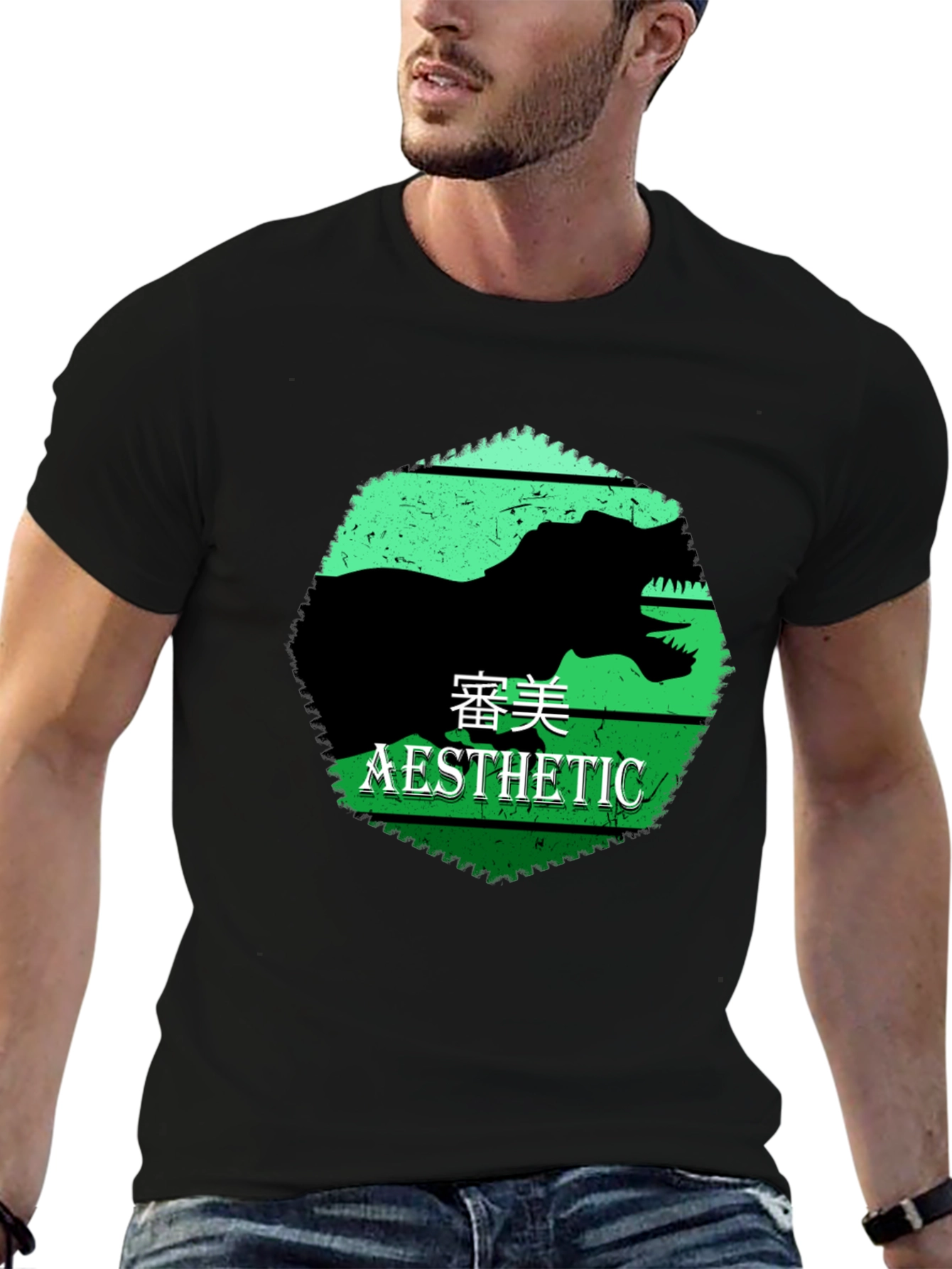 Black Aesthetic Dinosaur Graphic Tee view 6