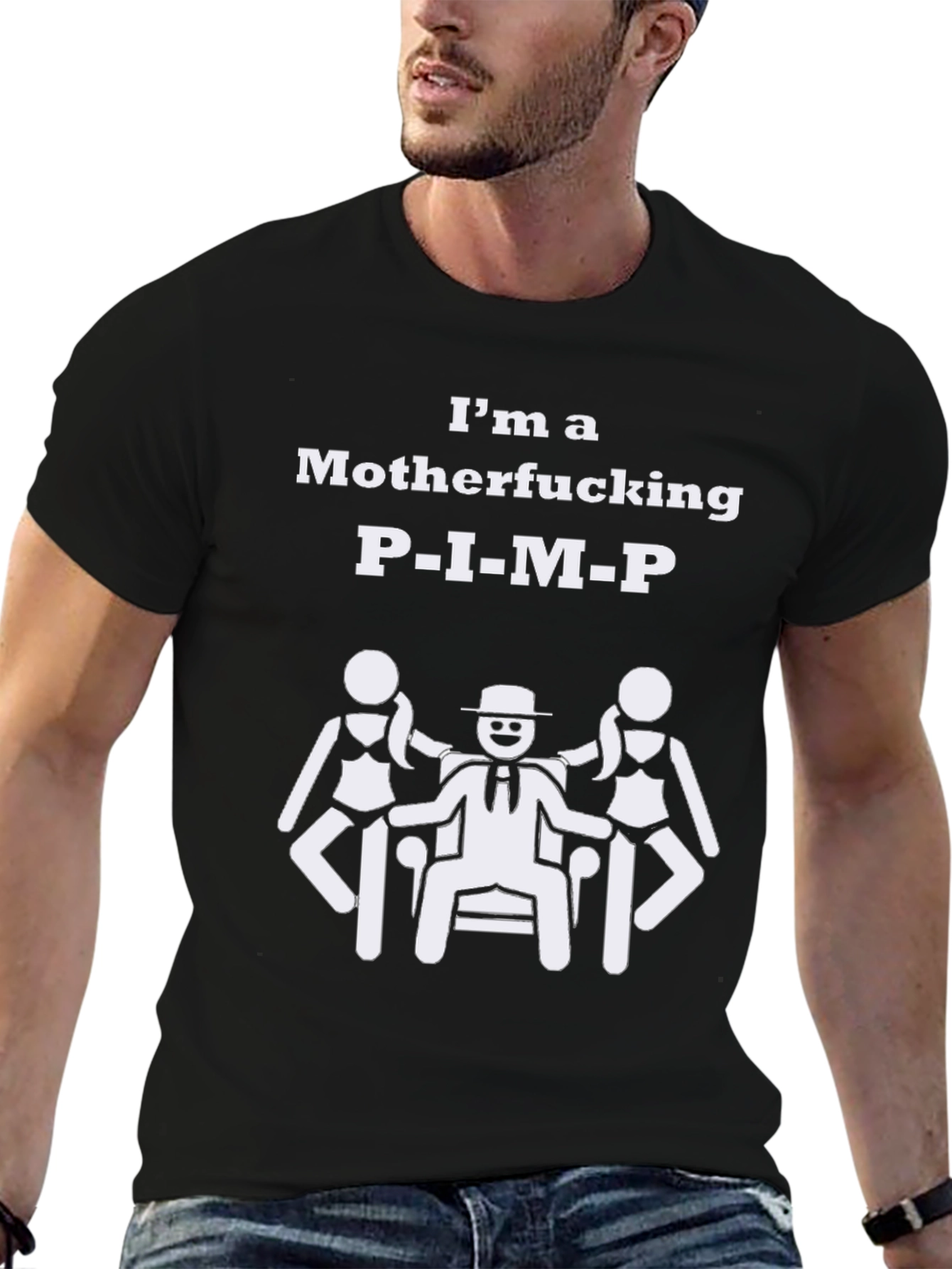 Black I'm a Motherf***ing P.I.M.P. T-Shirt view 6