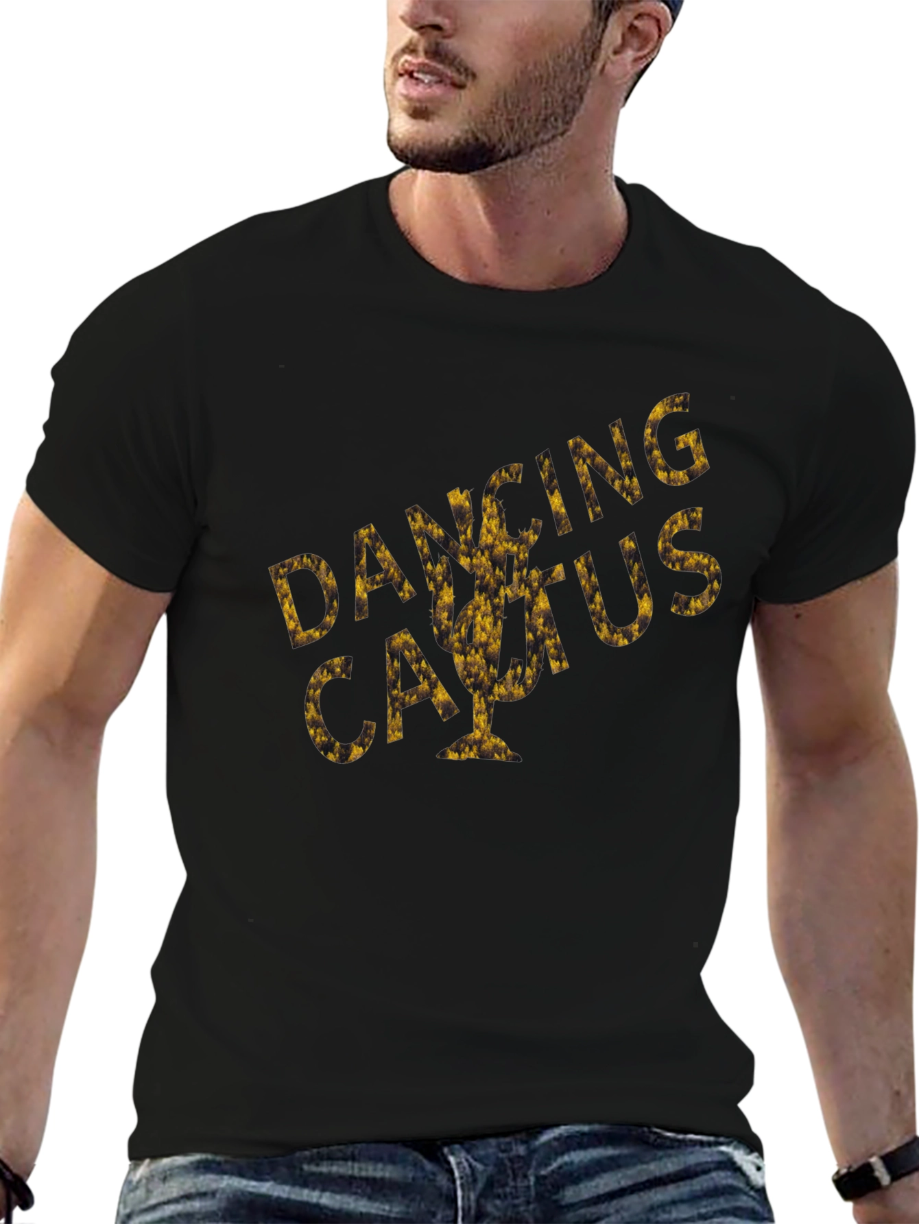 Black Dancing Cactus Graphic Tee - Unique Design view 6