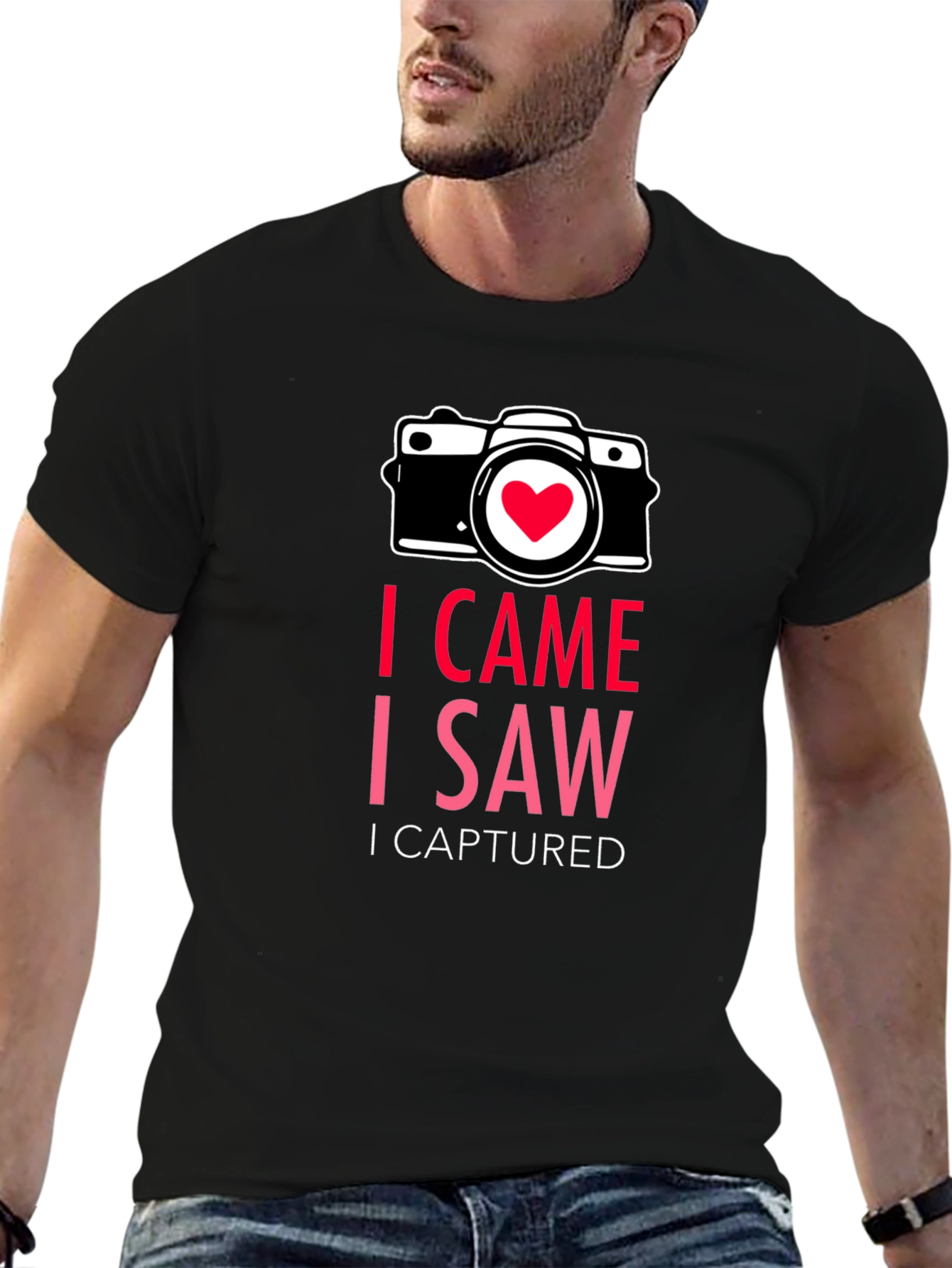 Black I Came I Saw I Captured Photographer Tee view 6