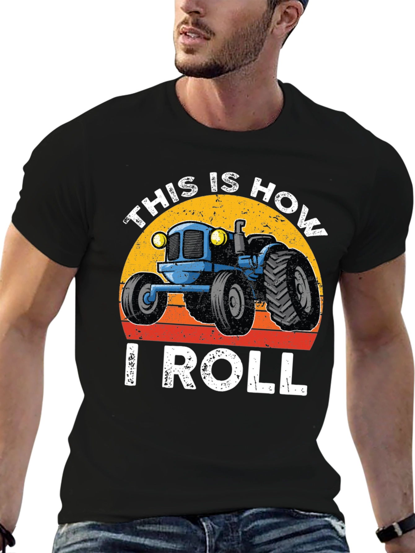 Black This is How I Roll Tractor Graphic Tee view 6