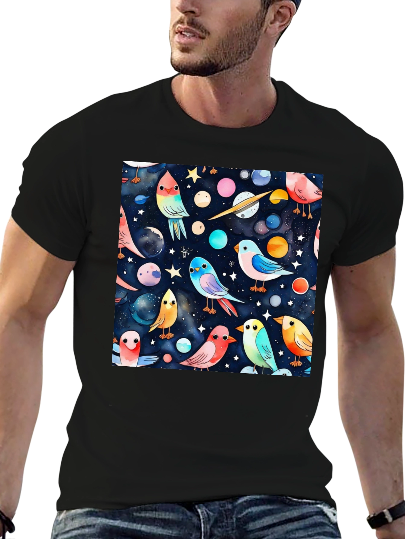 Black Space Bird T-Shirt view 6
