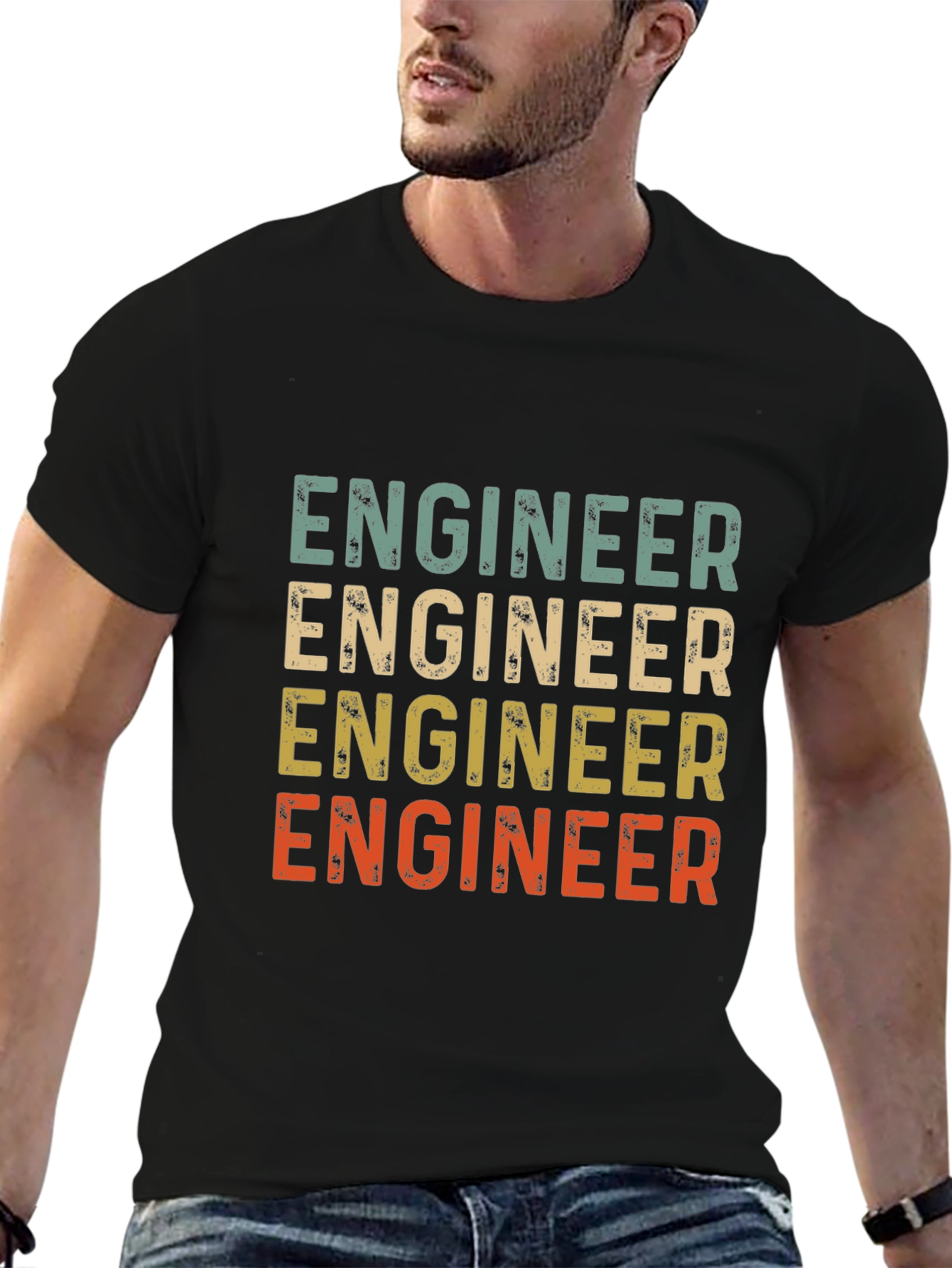 Black Retro Engineer T-Shirt - Funny Engineering Gift Tee view 6