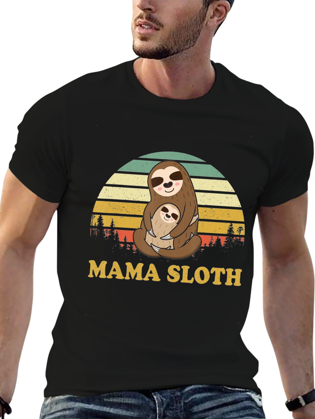 Black Mama Sloth T-Shirt - Cute Mother's Day Gift view 6