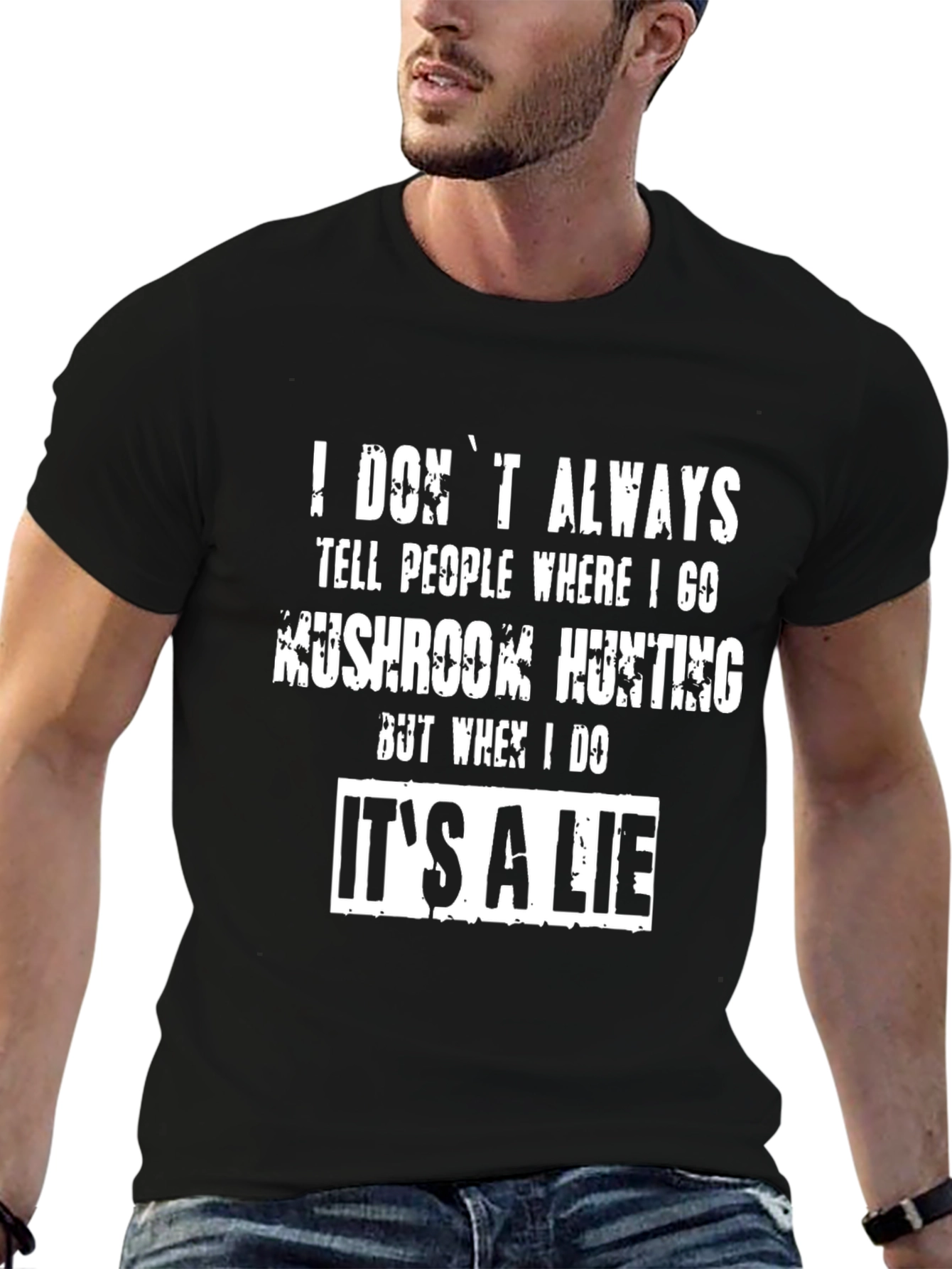 Black Mushroom Hunting Graphic Tee - Funny Saying Novelty T-Shirt view 6