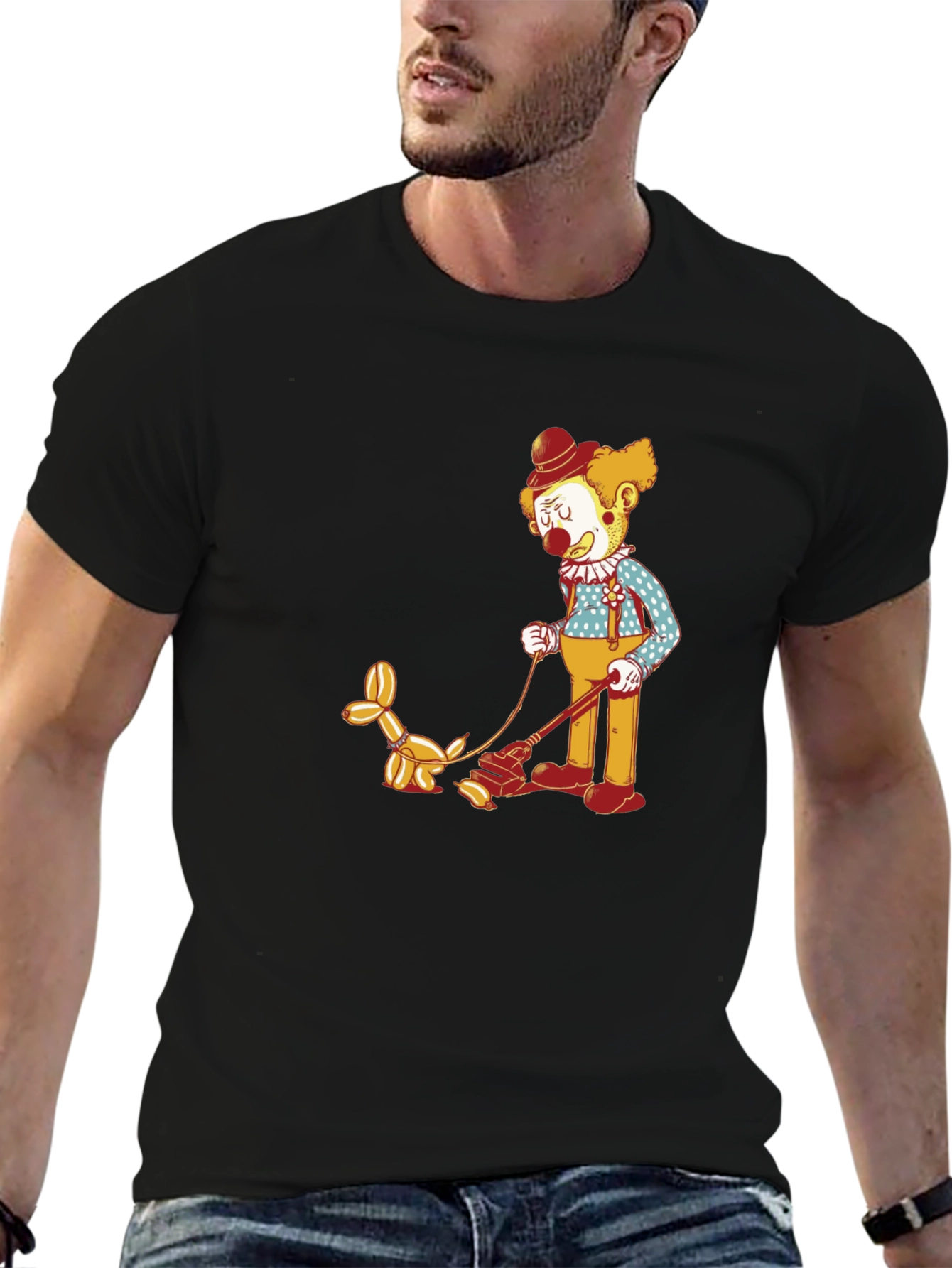 Black Clown Walking Balloon Dog T-Shirt view 6