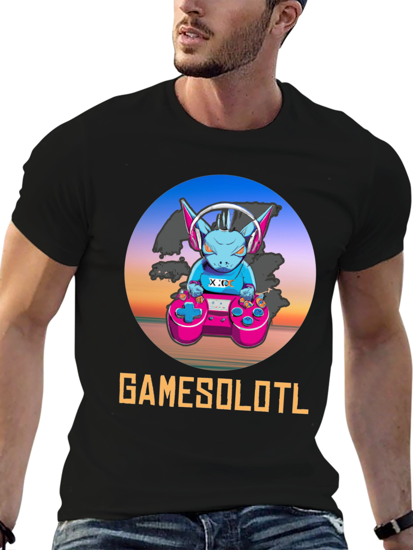 Black GAMESOLOTL Black Gaming T-Shirt  view 6