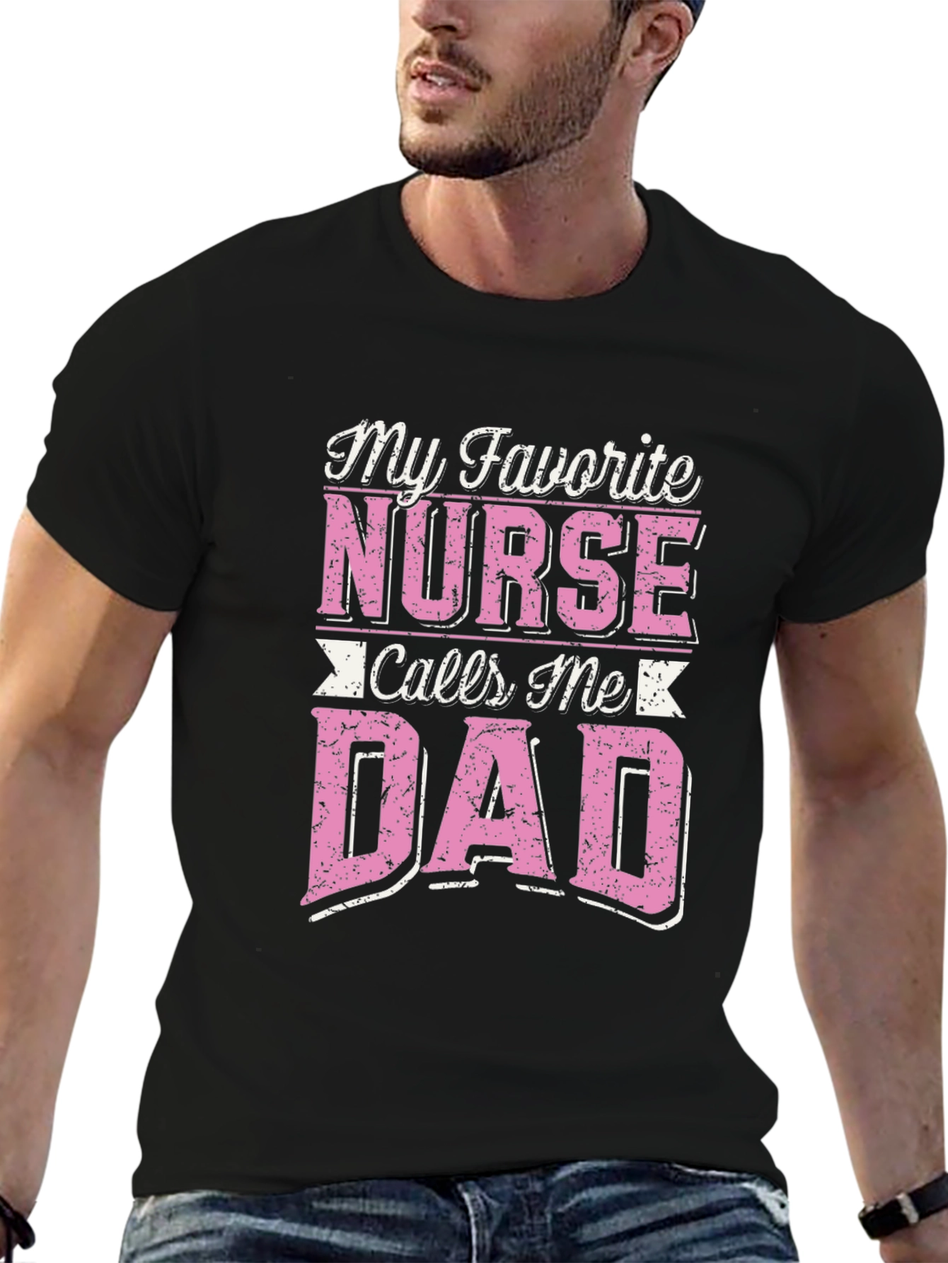 Black My Favorite Nurse Calls Me Dad T-Shirt view 6