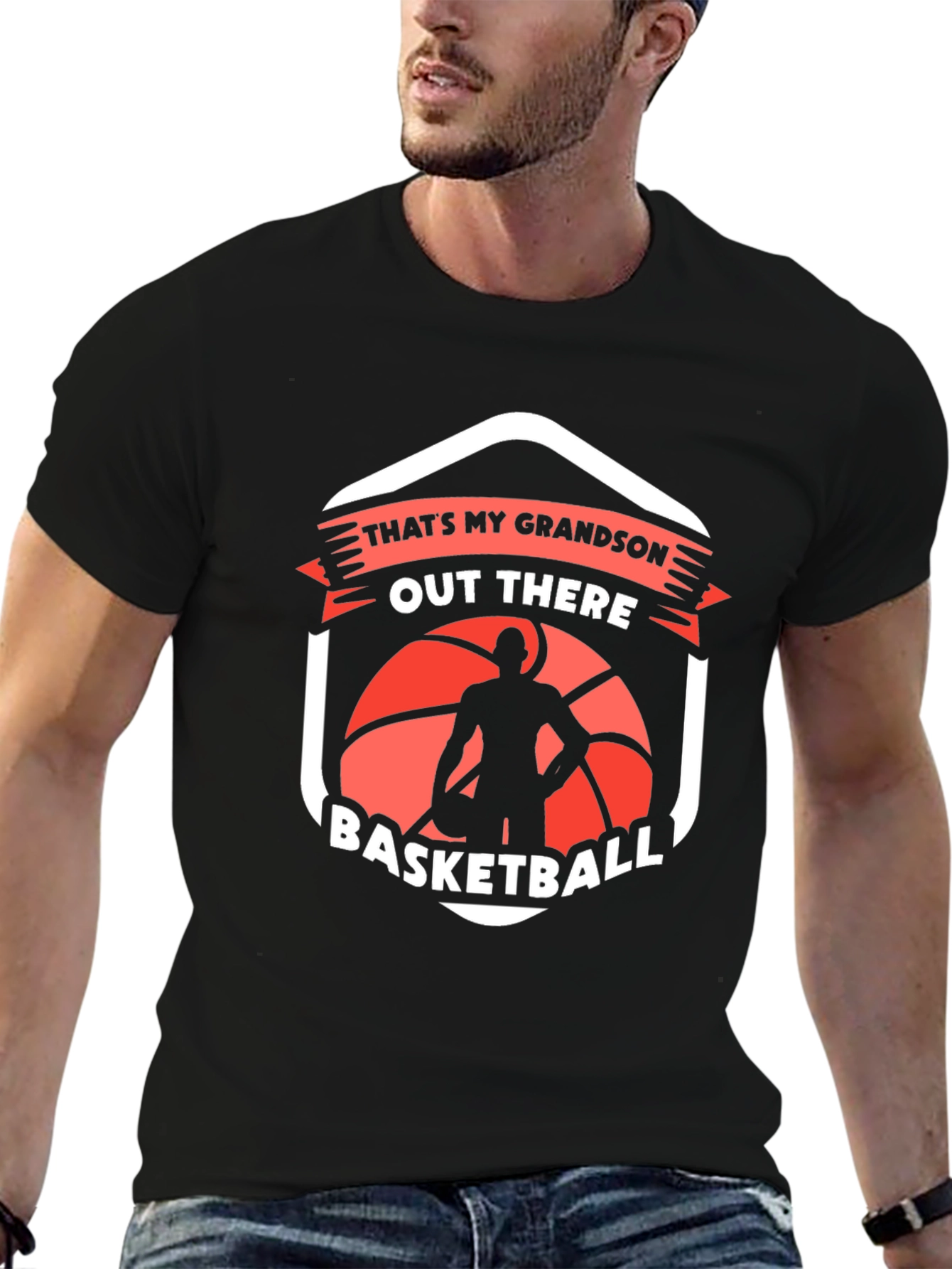 Black That's My Grandson Basketball T-Shirt view 6