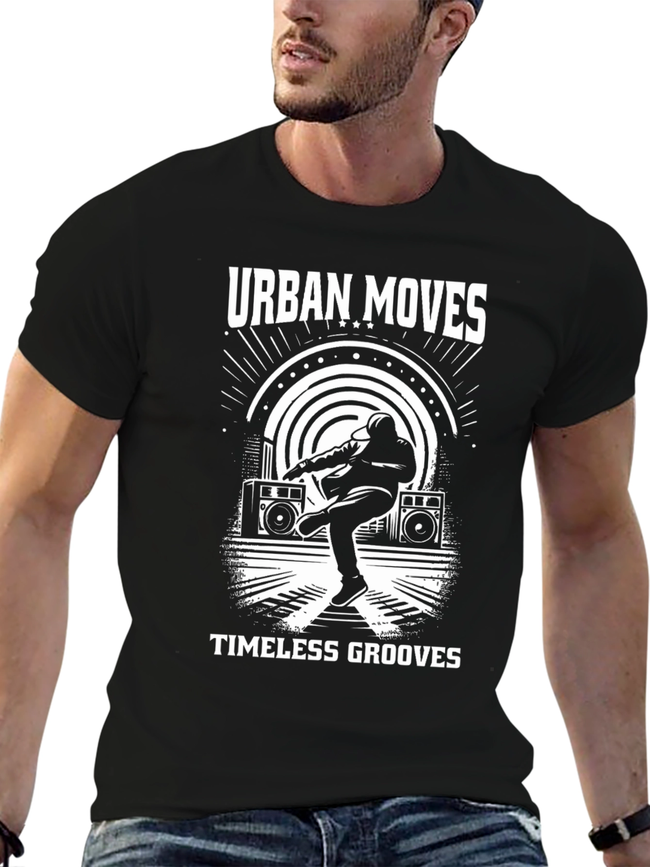 Black Urban Moves Black Graphic T-Shirt view 6