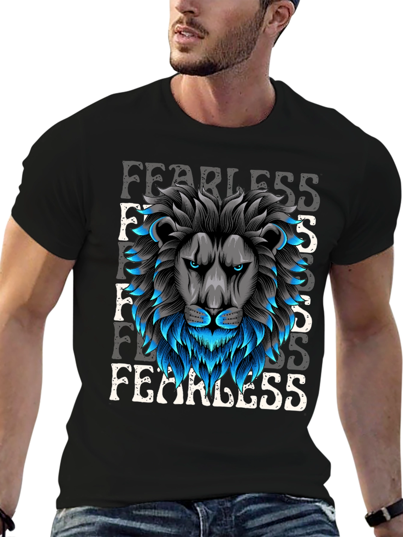 Black Fearless Lion Graphic Tee - Bold Style view 6
