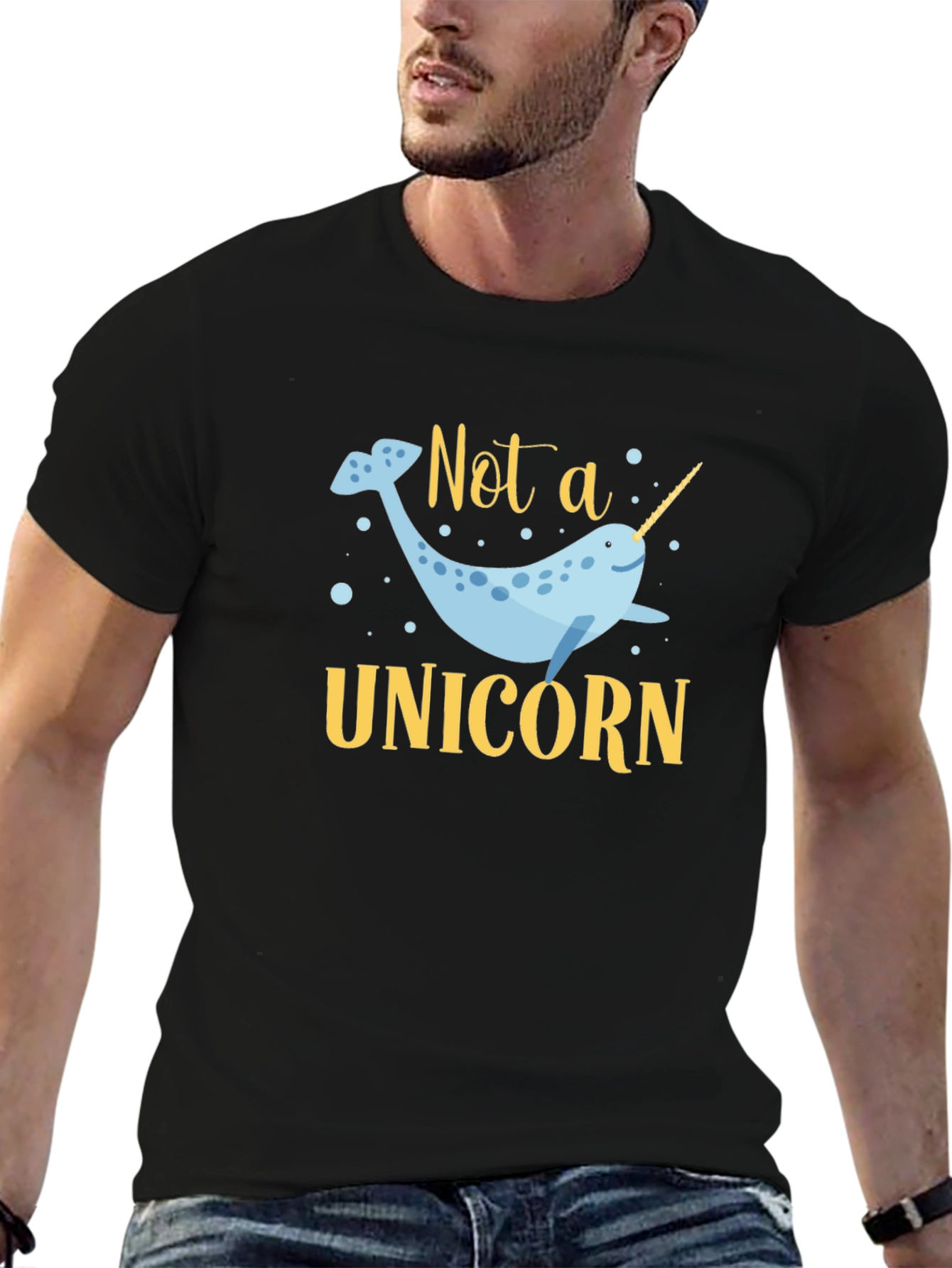 Not a Unicorn Narwhal T-Shirt - Black Cotton Tee - 6