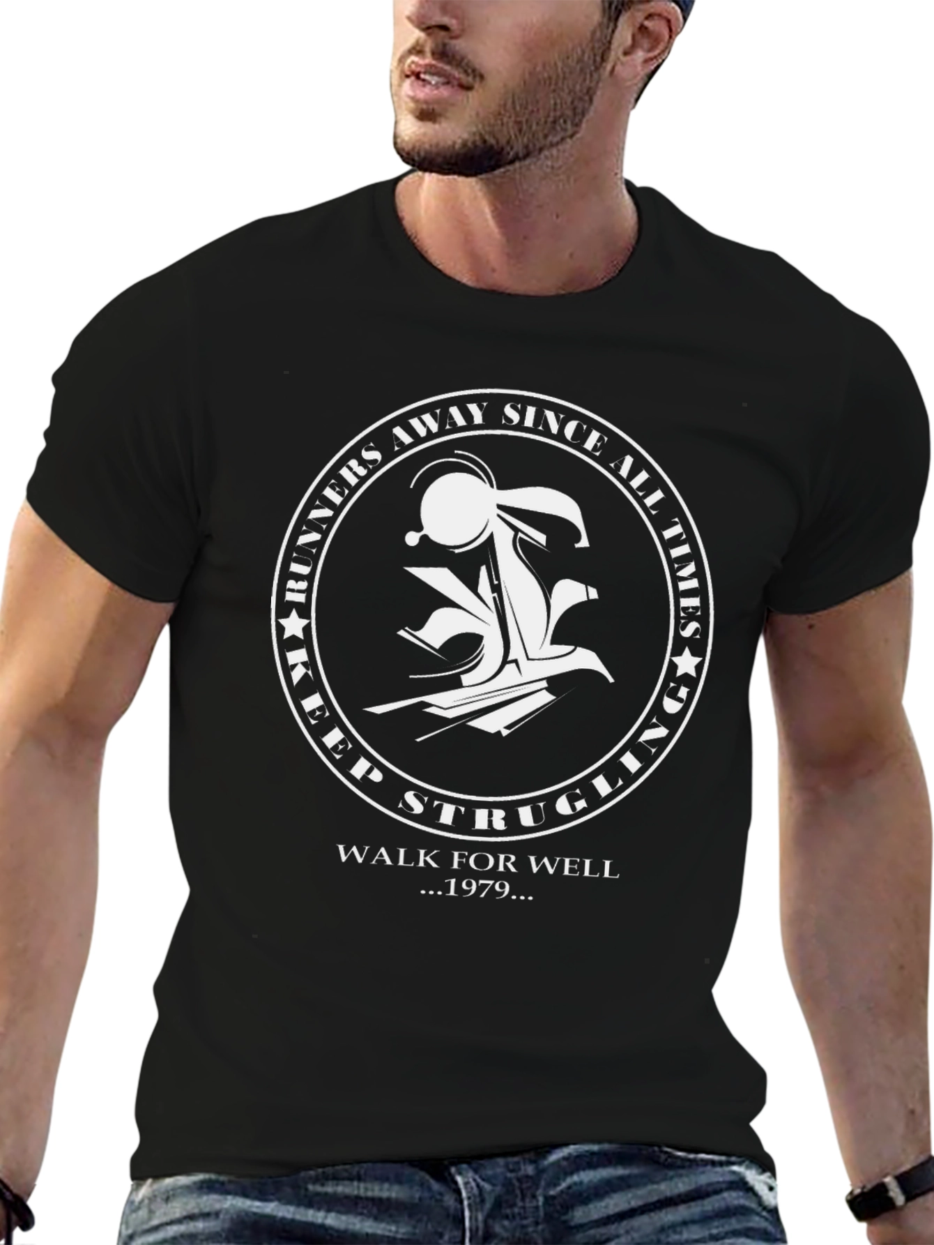 Black Keep Struggling T-Shirt - Walk For Well 1979 view 6