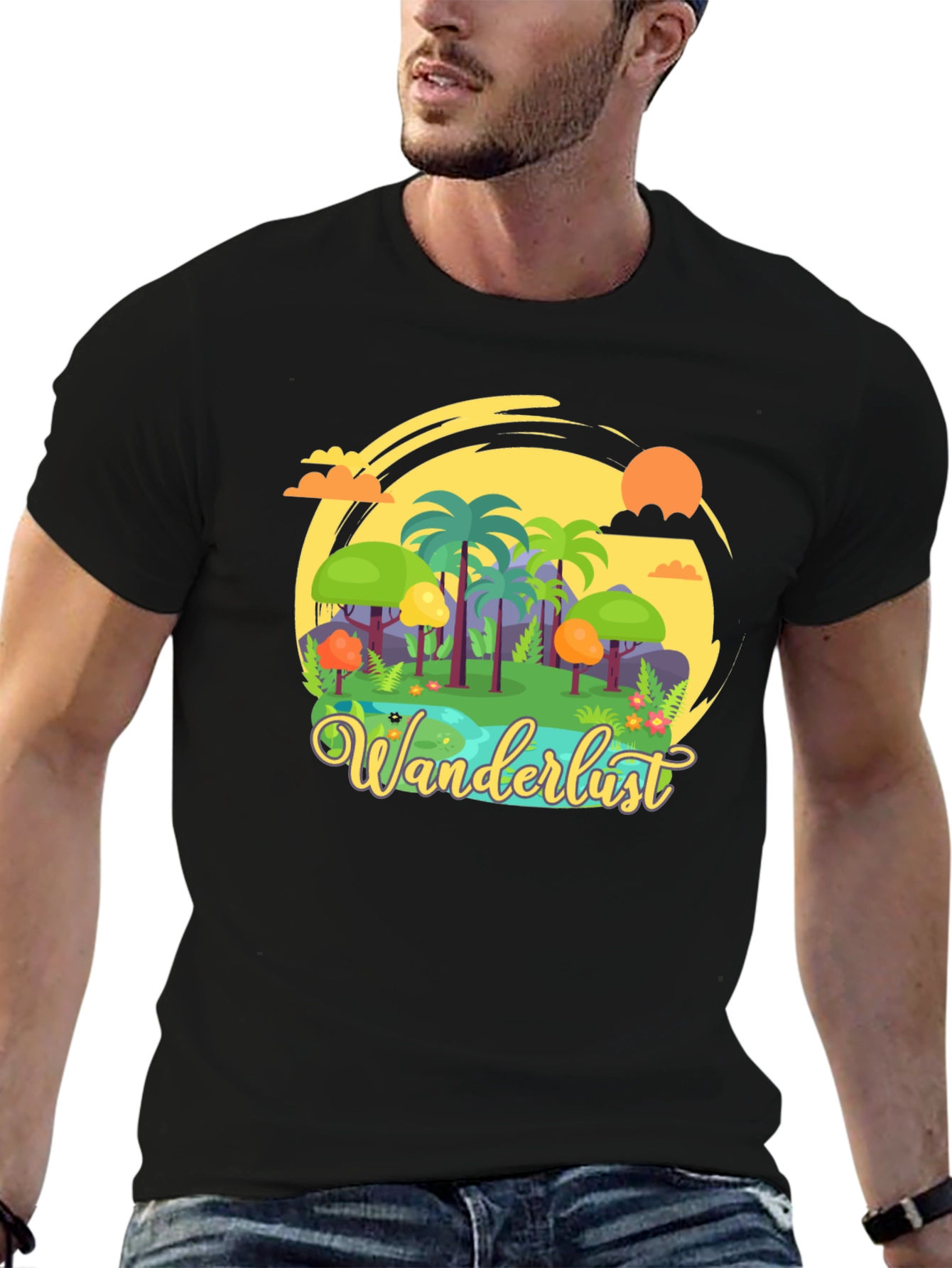 Black Wanderlust Graphic T-Shirt - Adventure Awaits! view 6