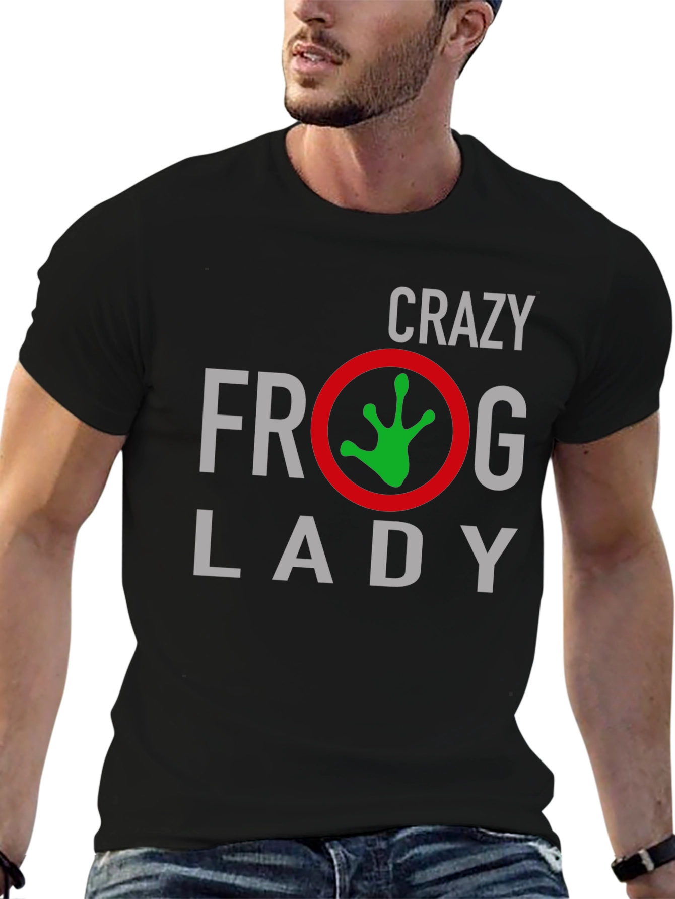 Black Crazy Frog Lady Graphic Tee - Black view 6