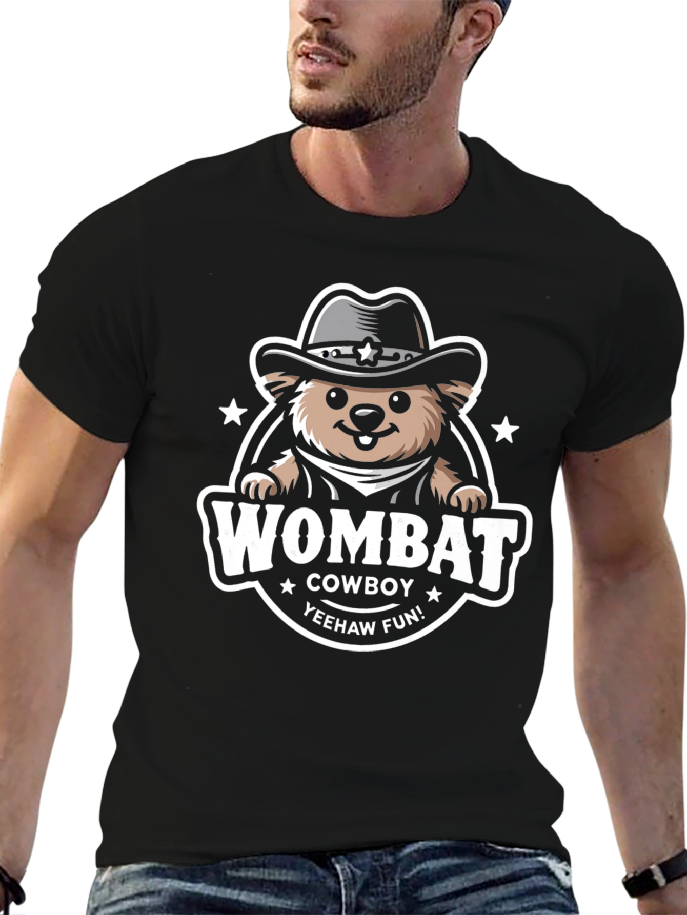 Black Wombat Cowboy T-Shirt - Yeehaw Fun! view 6