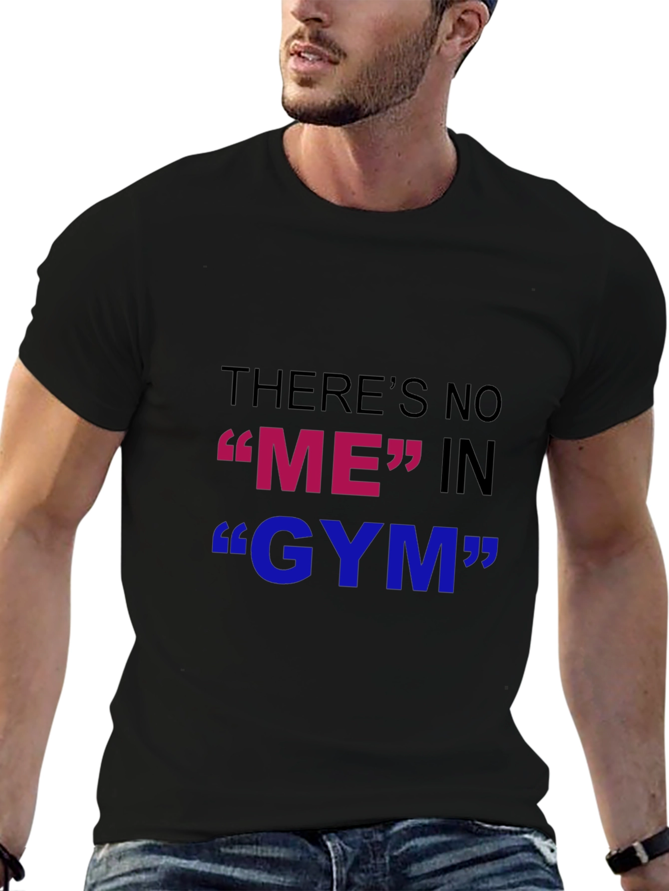 Black Funny Gym T-Shirt - "There's No ME in GYM" view 6