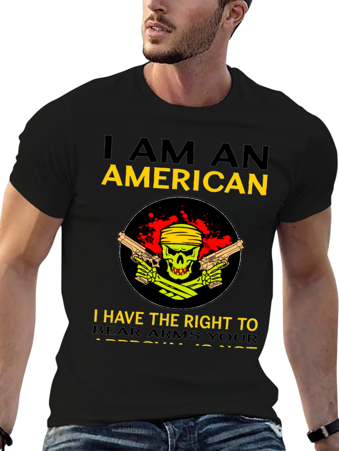 Black American Pride Graphic Tee - Right to Bear Arms view 6
