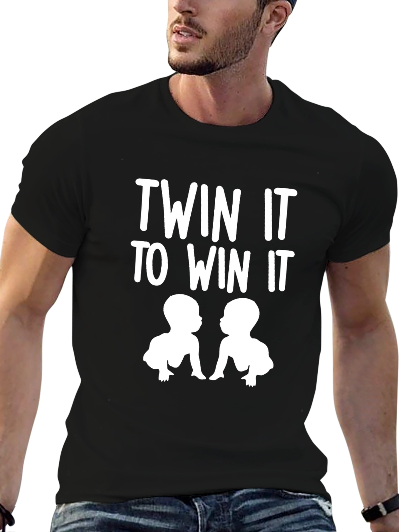 Black Twin It to Win It - Funny Twins Baby T-Shirt view 6