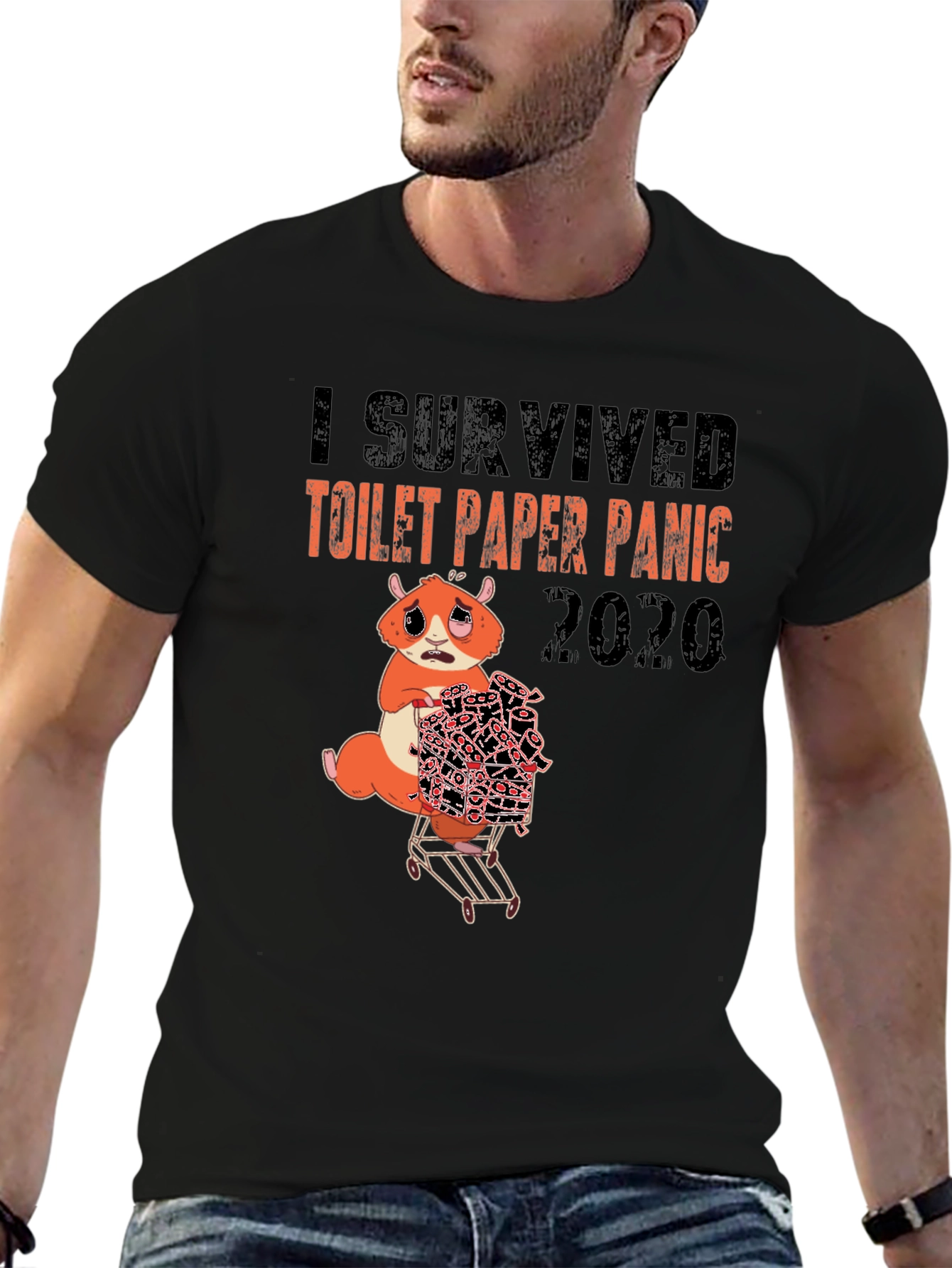 Black I Survived Toilet Paper Panic 2020 T-Shirt view 6