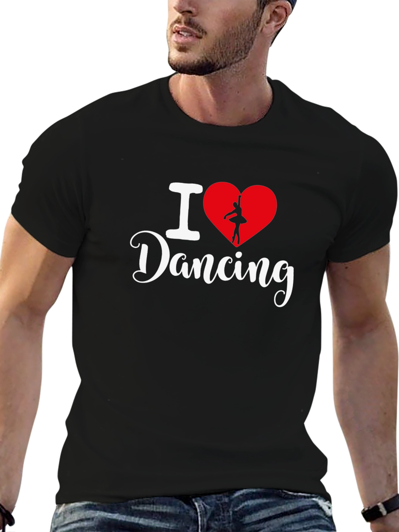 Black I Heart Dancing T-Shirt - Ballerina Silhouette Graphic Tee view 6