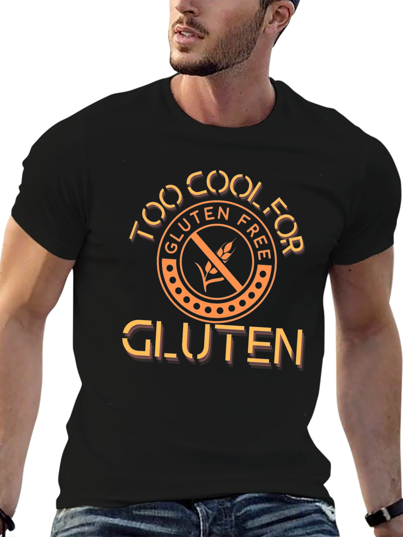 Black Too Cool For Gluten Graphic Tee view 6