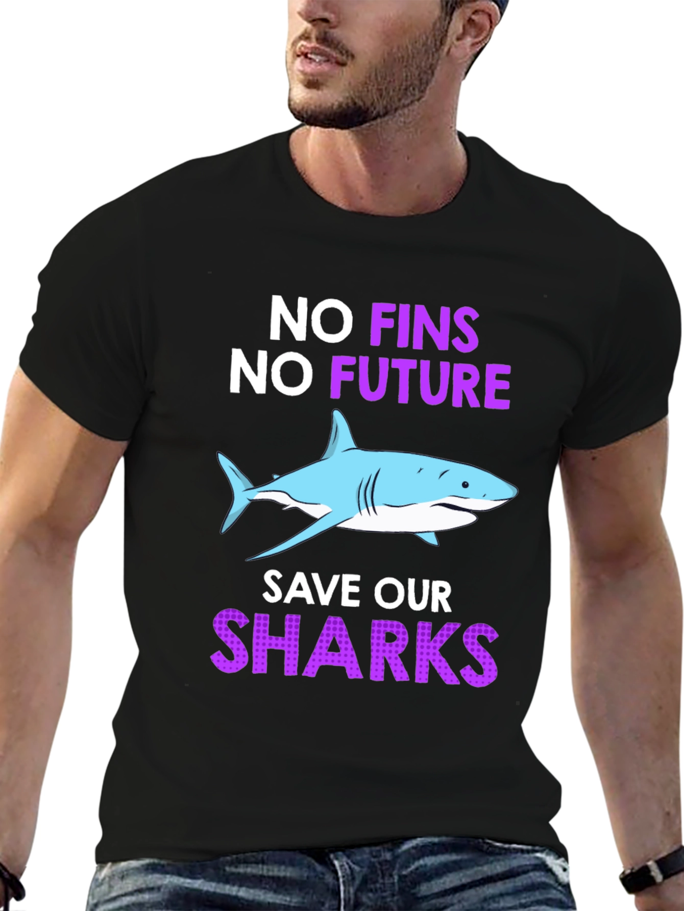 Black Save Our Sharks T-Shirt view 6