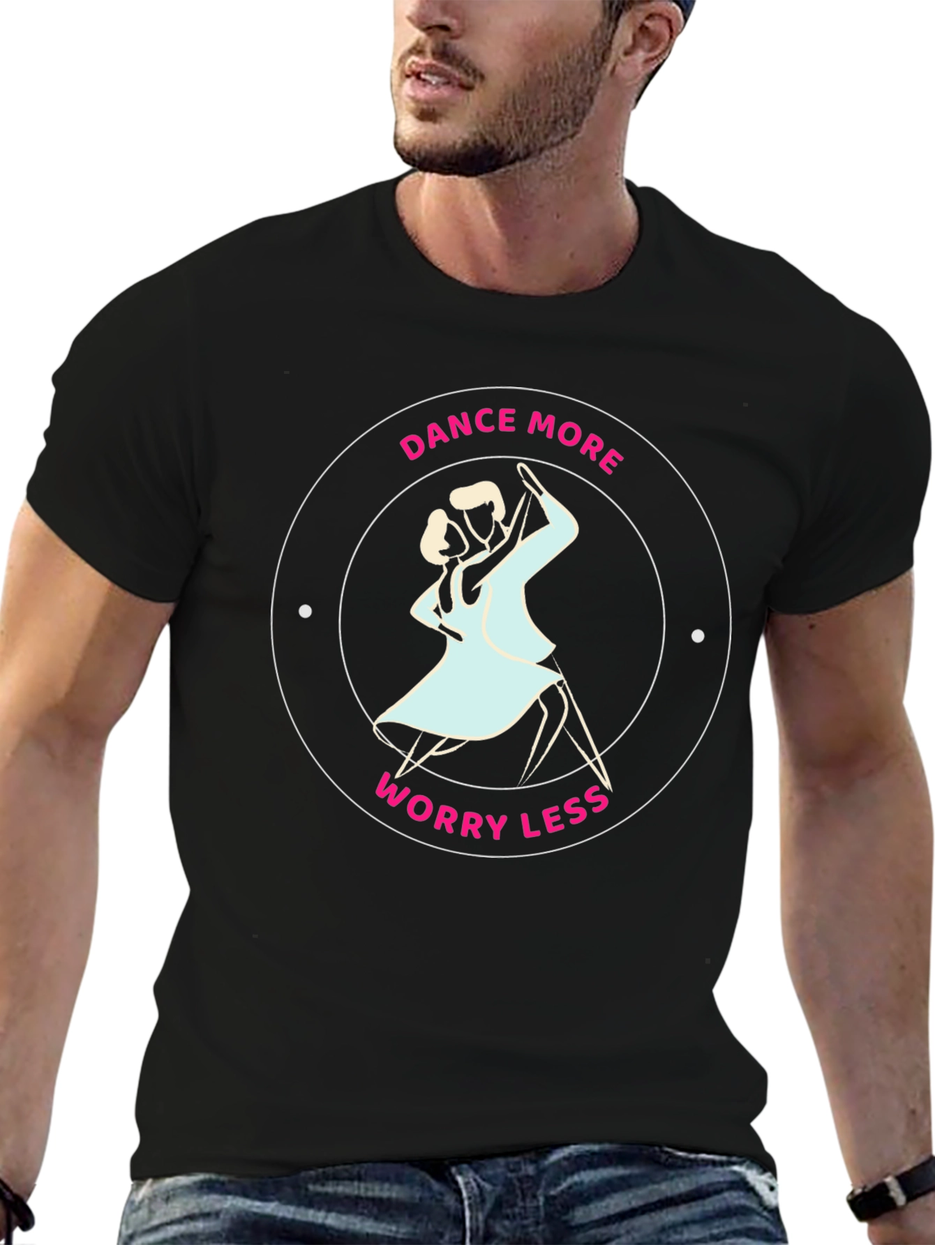 Black Dance More Worry Less Graphic Tee view 6