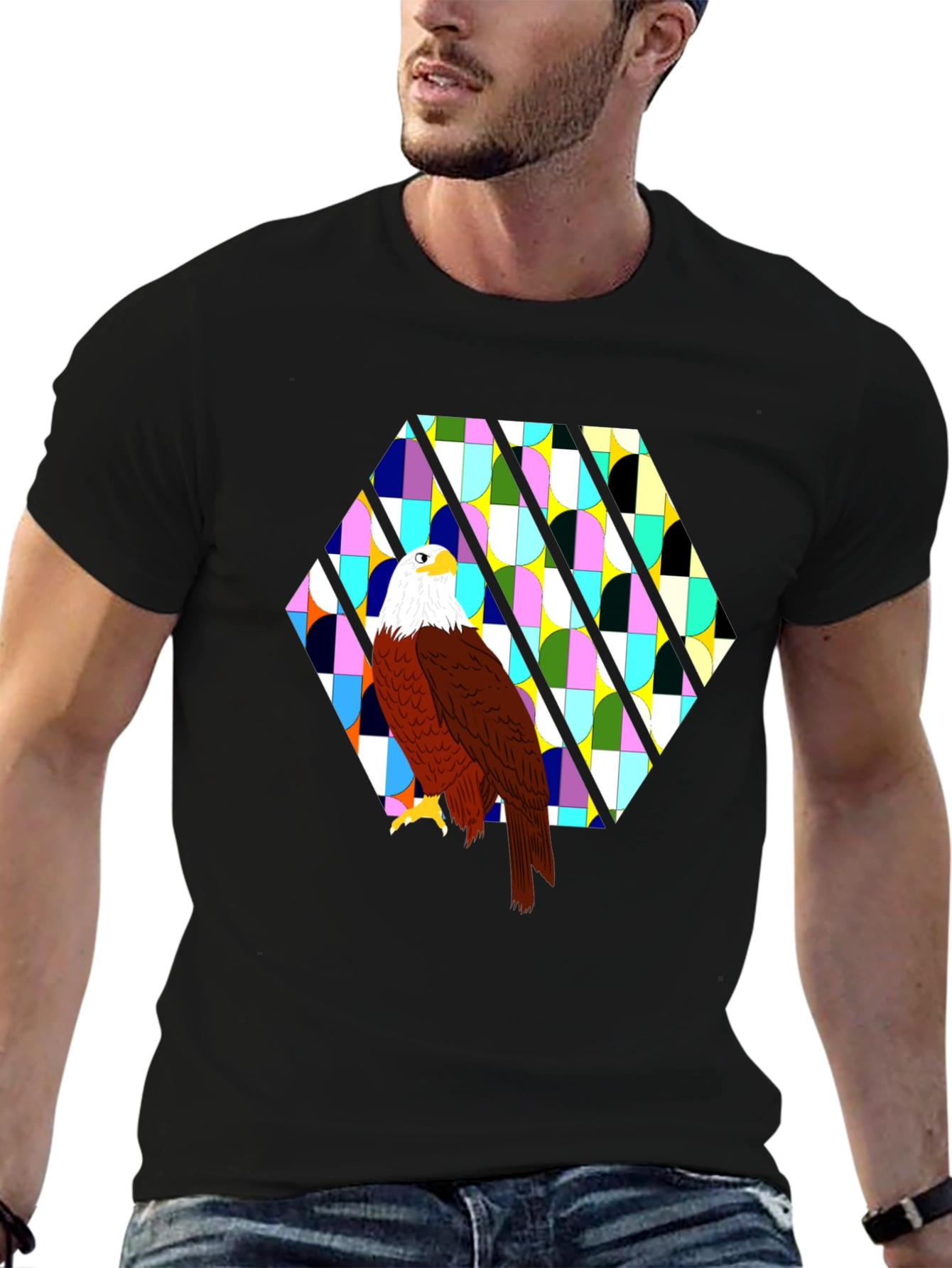 Black Eagle Geometric Tee - Bold Graphic Print view 6
