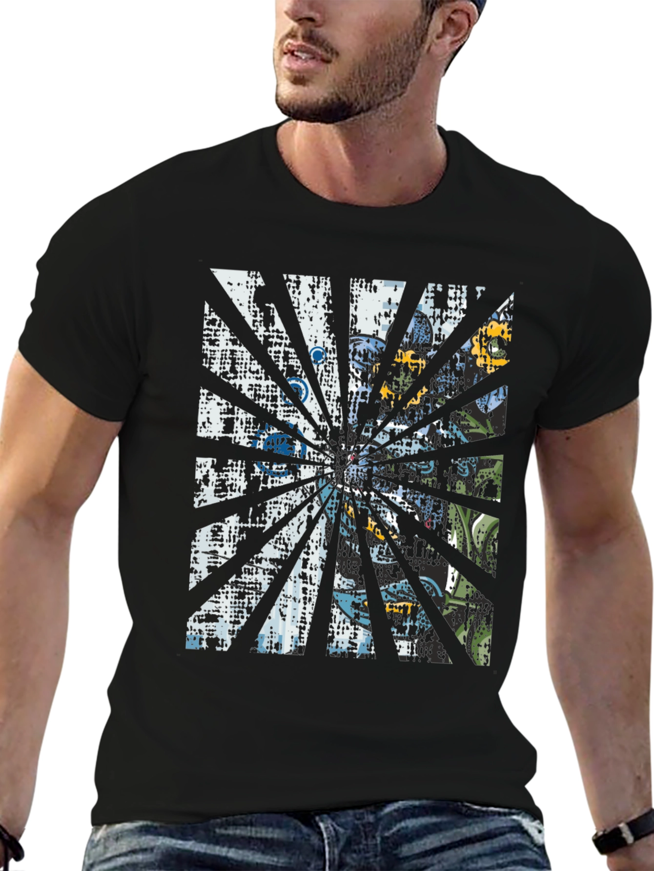 Black Retro Graphic Print Tee - Black view 6