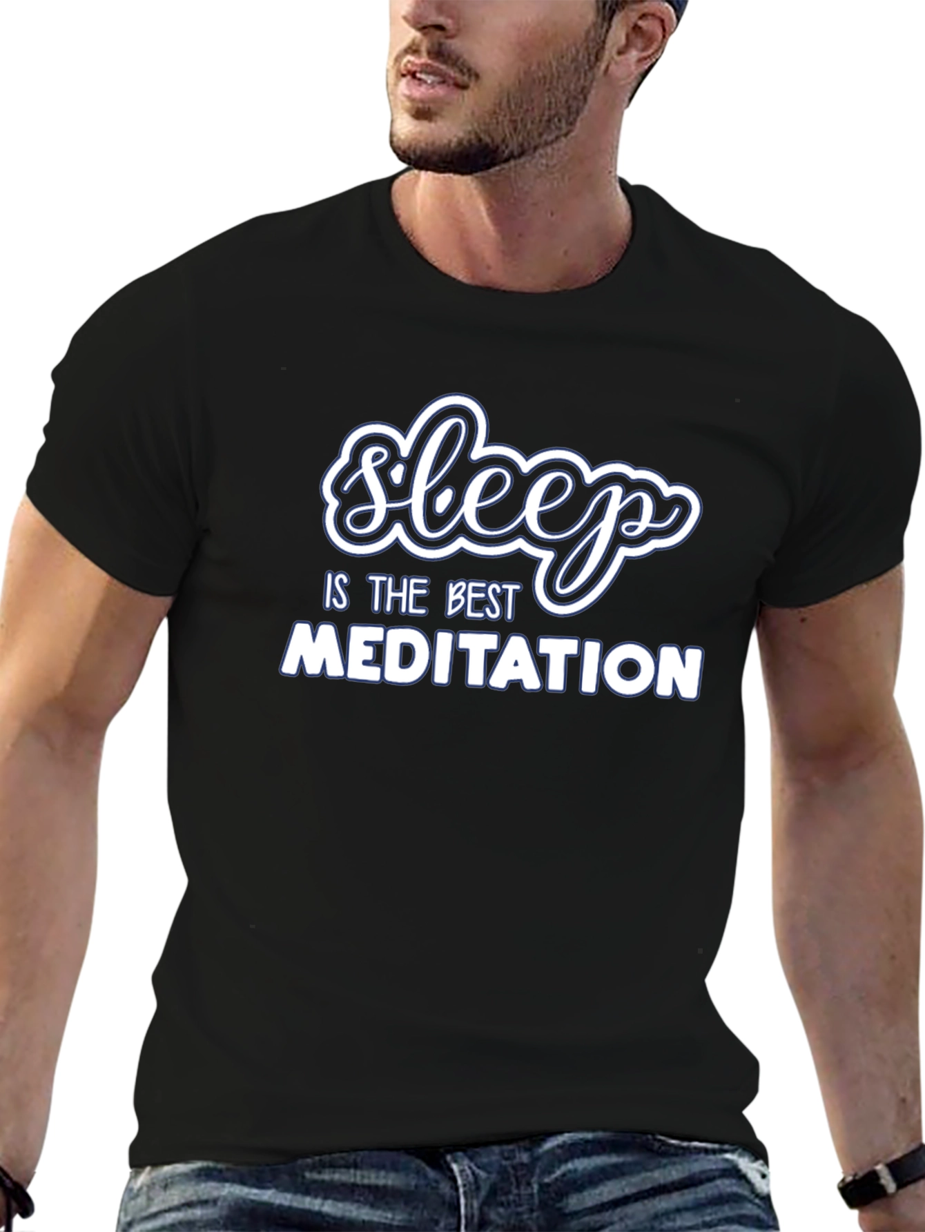 Black Sleep is the Best Meditation Graphic T-Shirt view 6