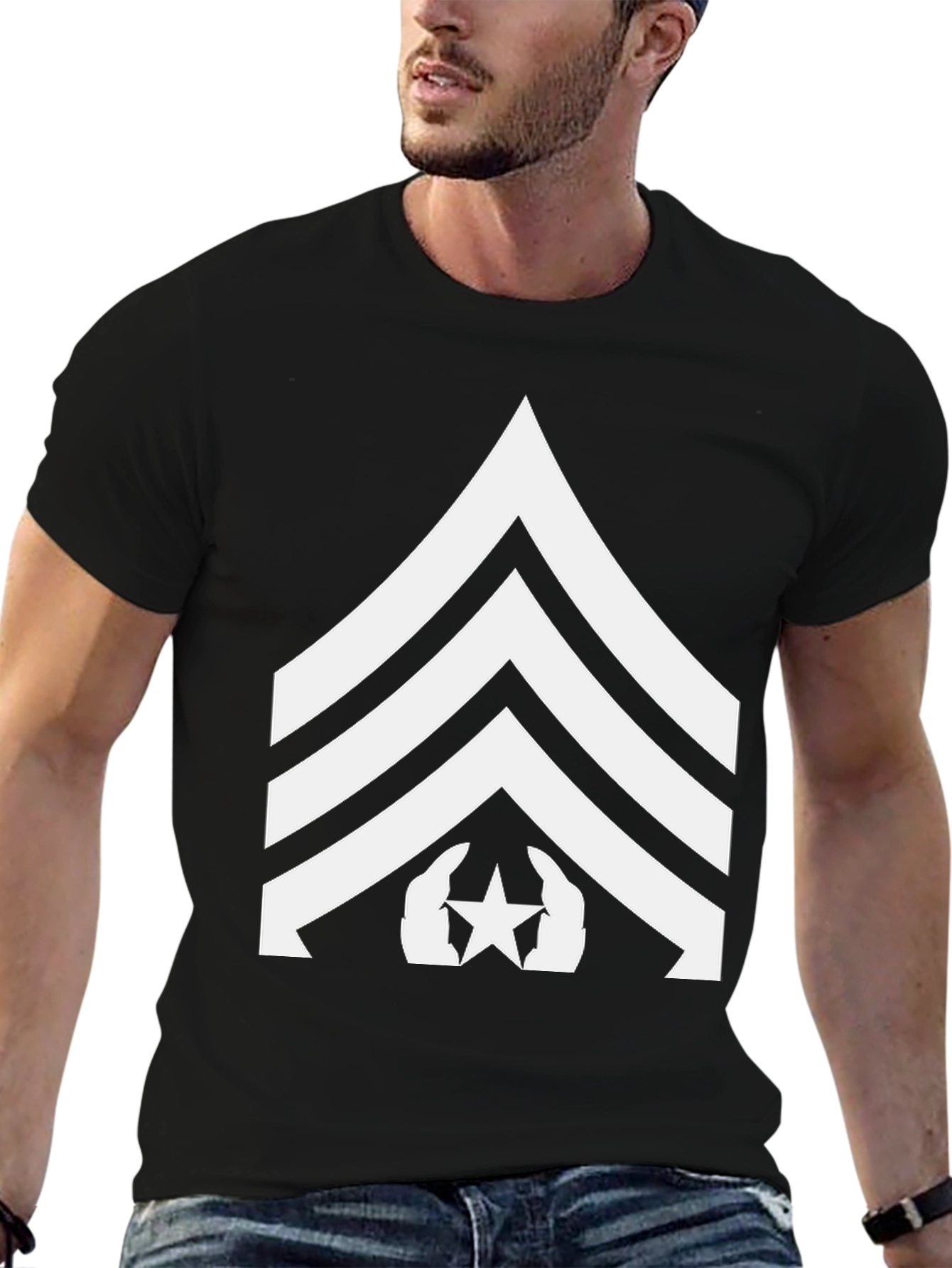 Black Military Sergeant T-Shirt view 6