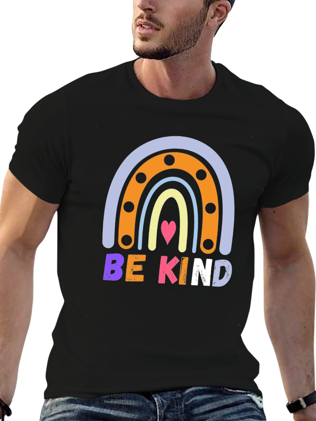 Black Be Kind Rainbow Graphic Tee - Positive Message view 6