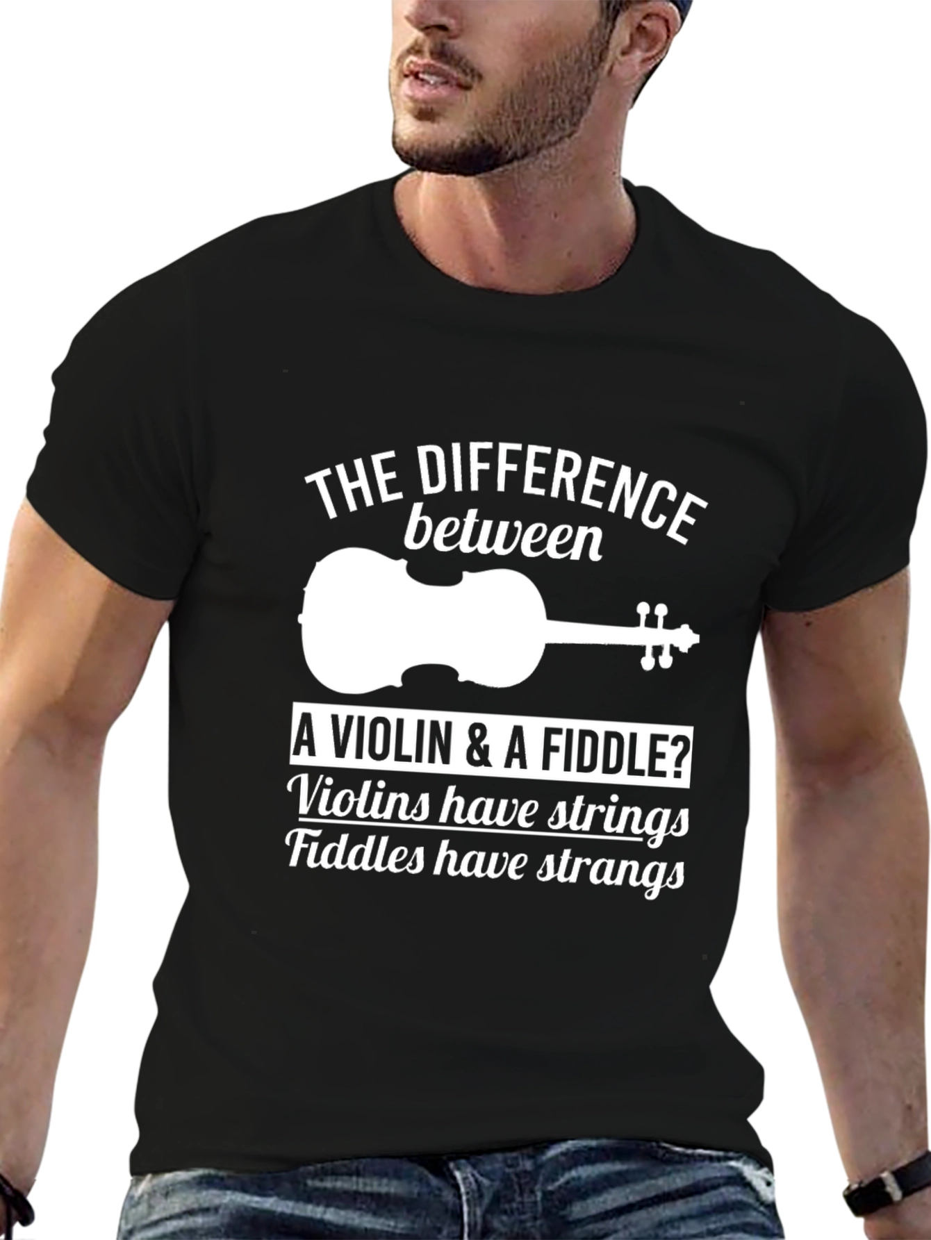 Black Violin & Fiddle Humor T-Shirt view 6