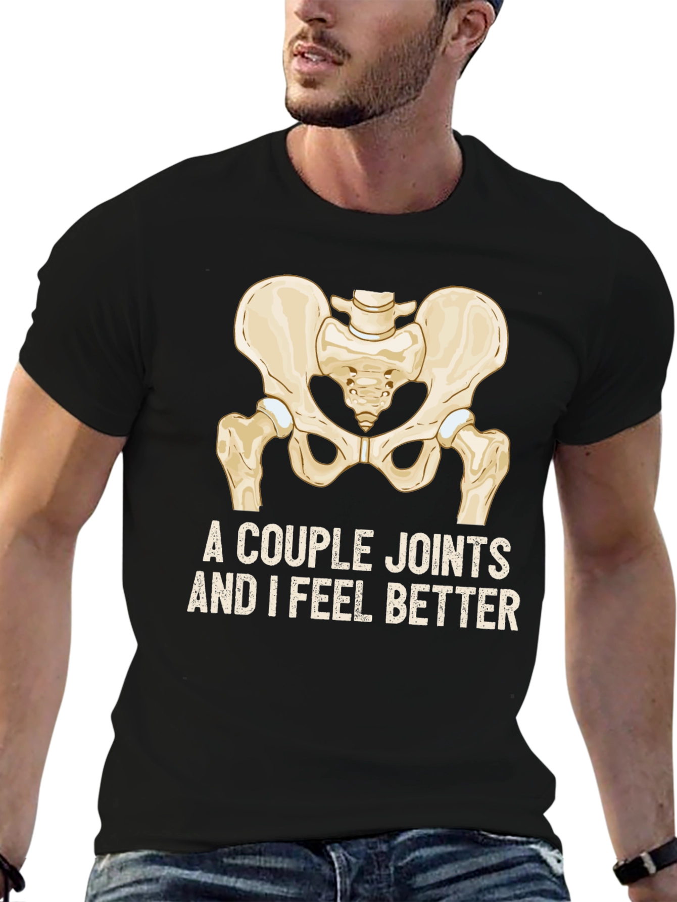 Black Funny Hip Joint T-Shirt - A Couple Joints and I Feel Better view 6