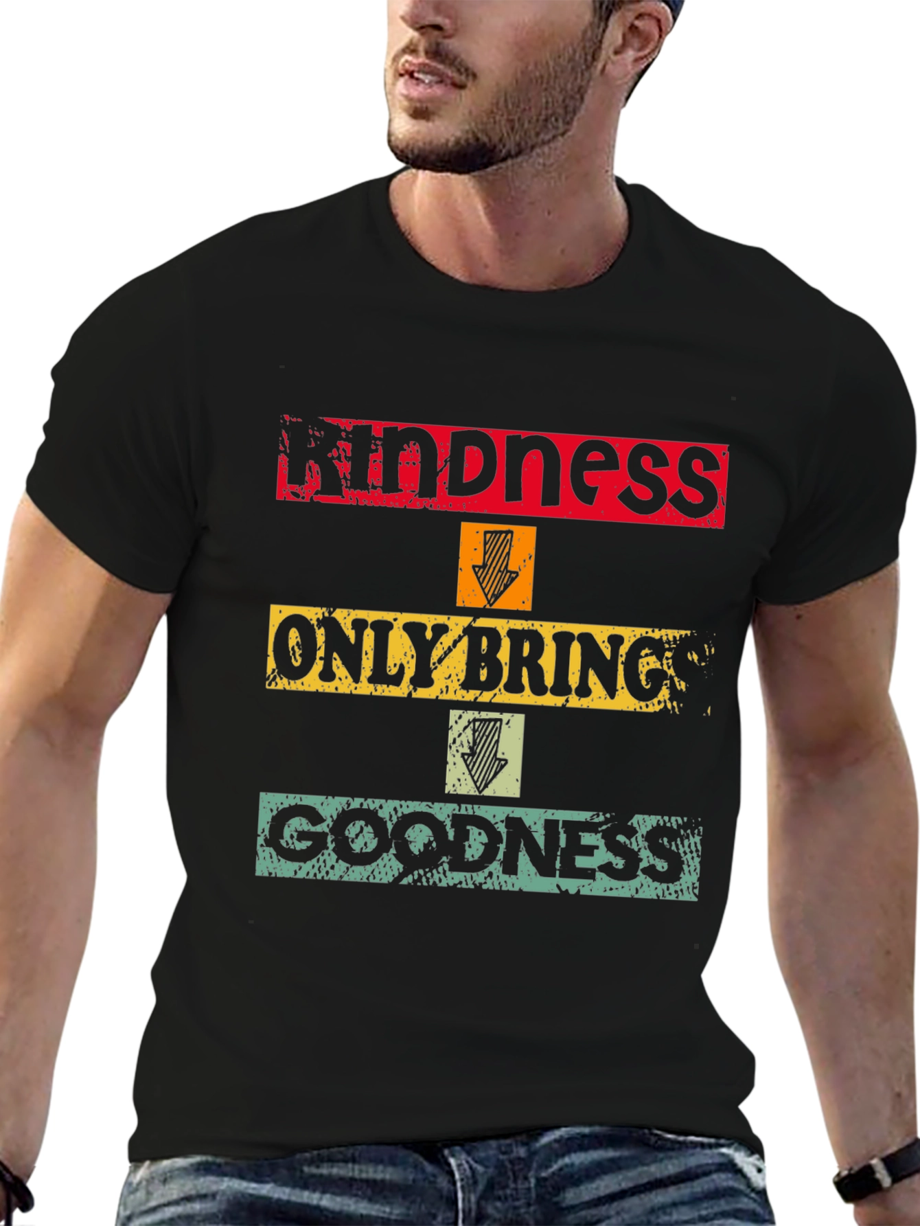Black Kindness Brings Goodness Graphic T-Shirt view 6