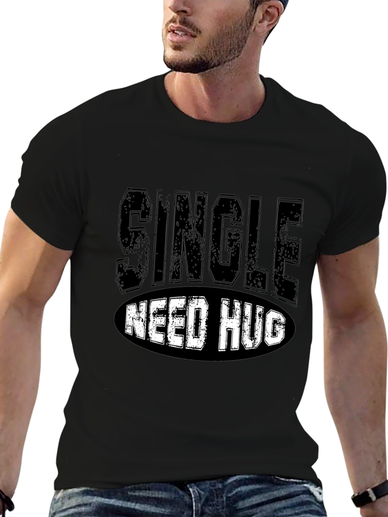 Black Single Need Hug Black Graphic T-Shirt view 6