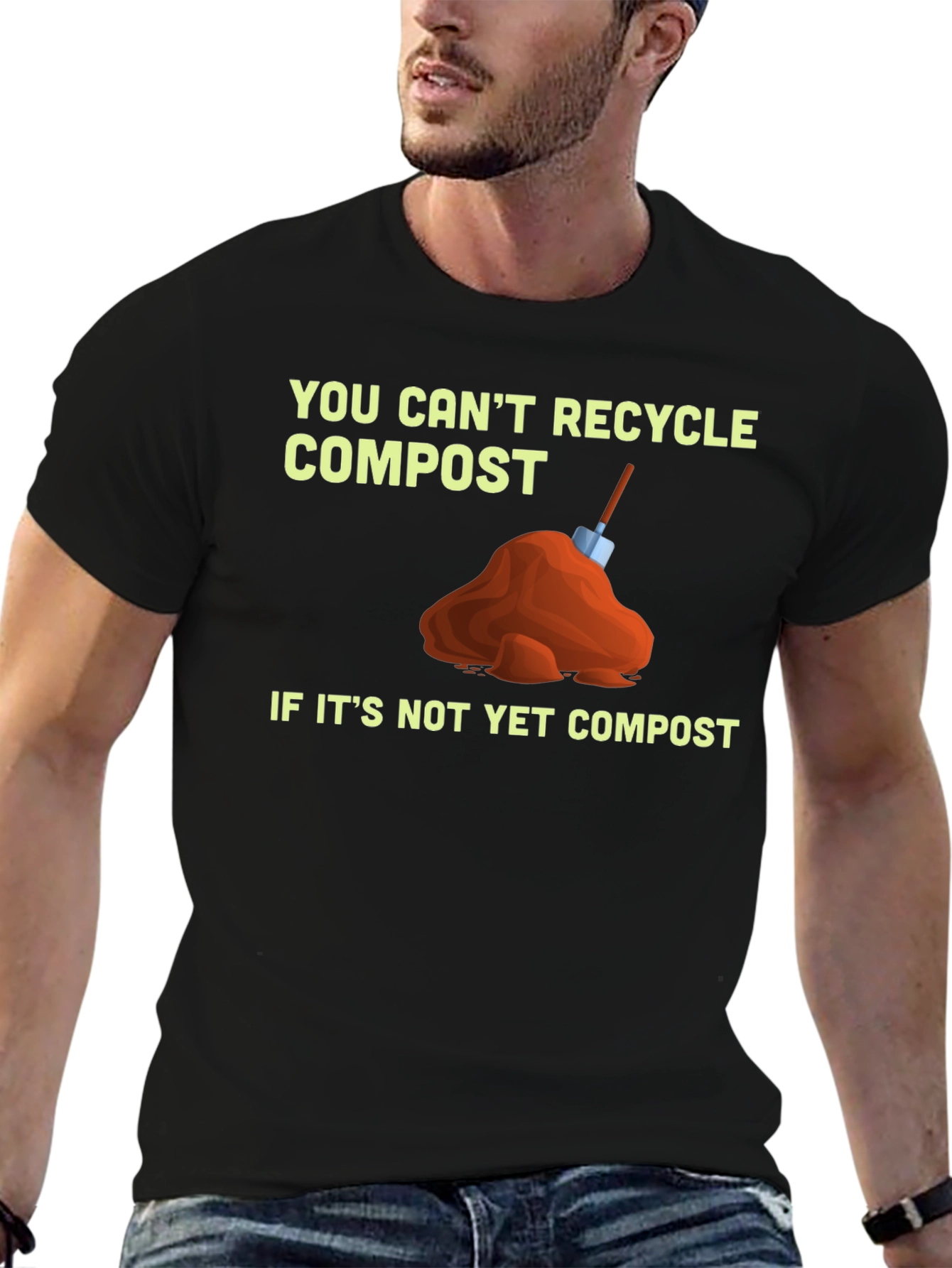 Black Funny Compost T-Shirt - Recycle Humor view 6