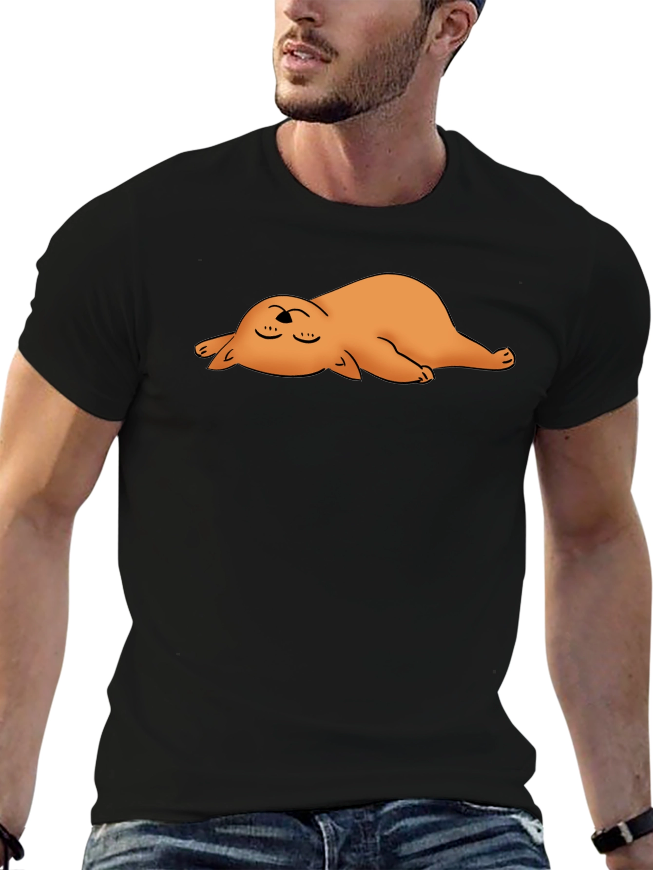 Black Relaxed Otter Graphic Black T-Shirt view 6