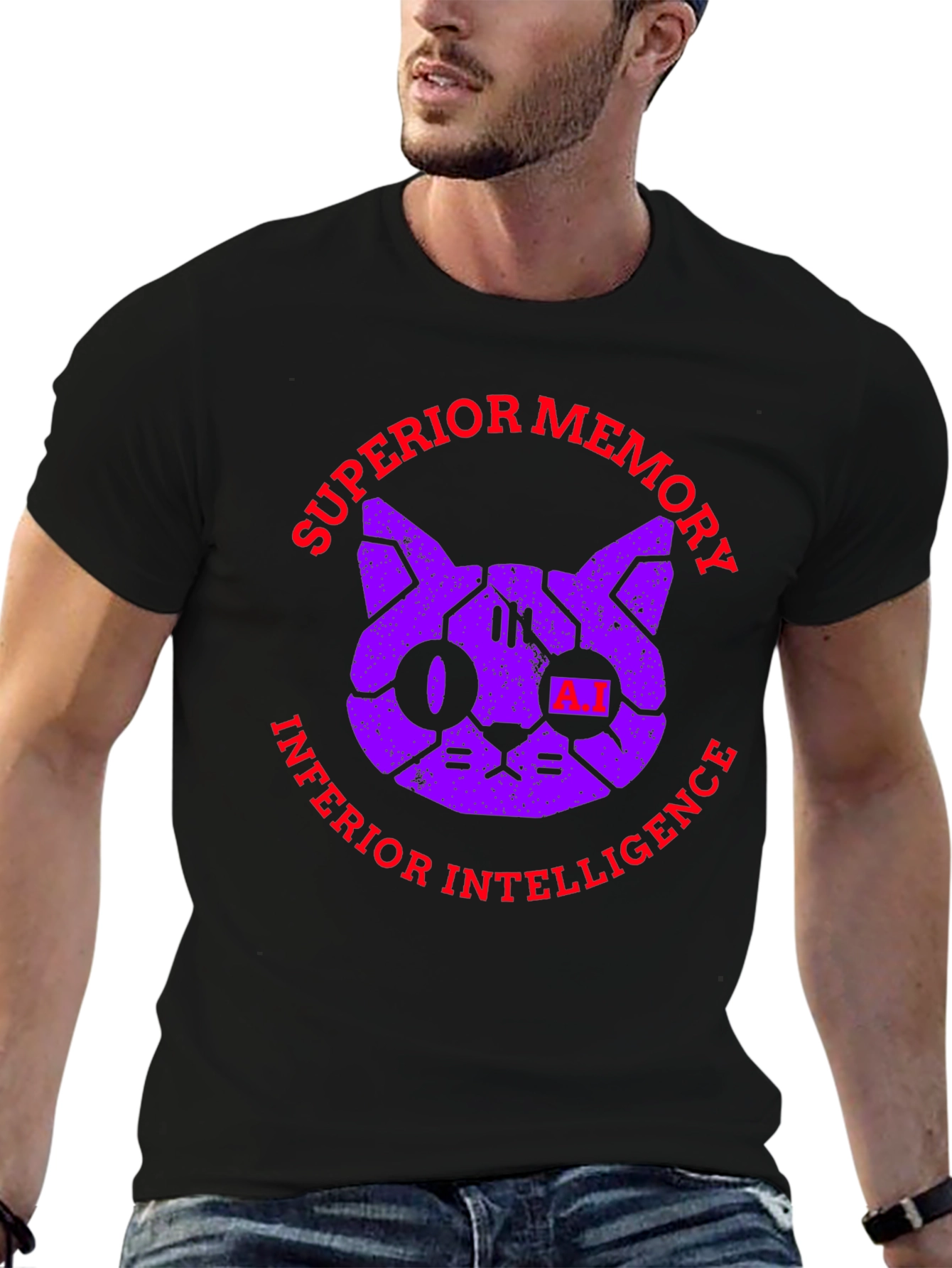 Black Superior Memory, Inferior Intelligence Graphic T-Shirt view 6