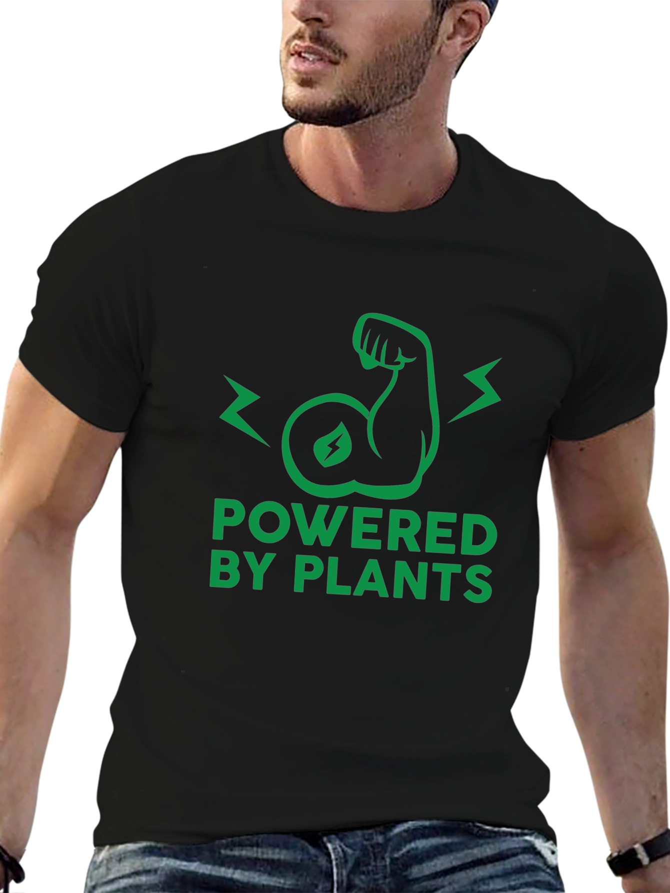 Black Powered By Plants Vegan T-Shirt view 6