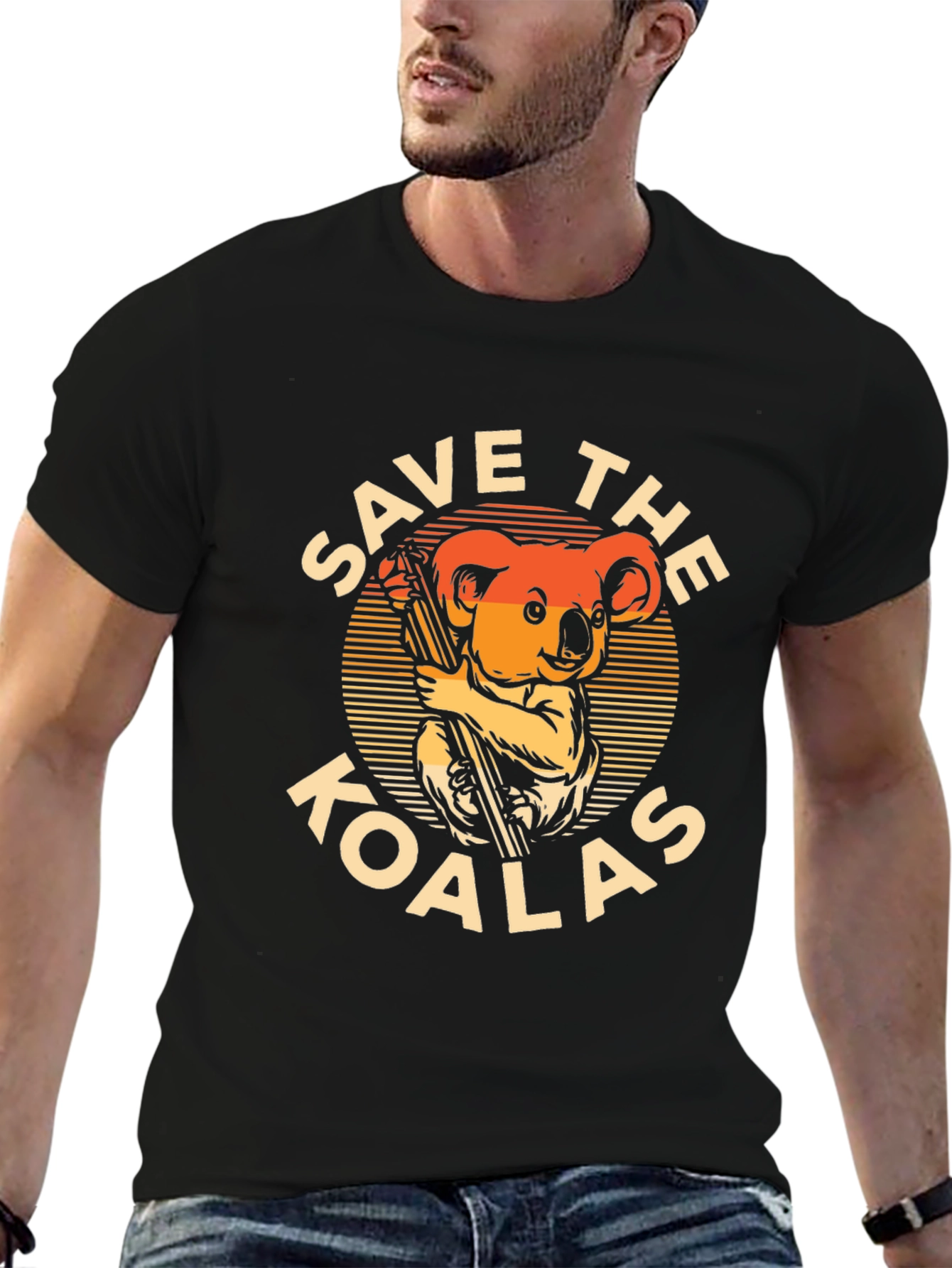 Black Save the Koalas Graphic T-Shirt - Black Cotton Tee view 6