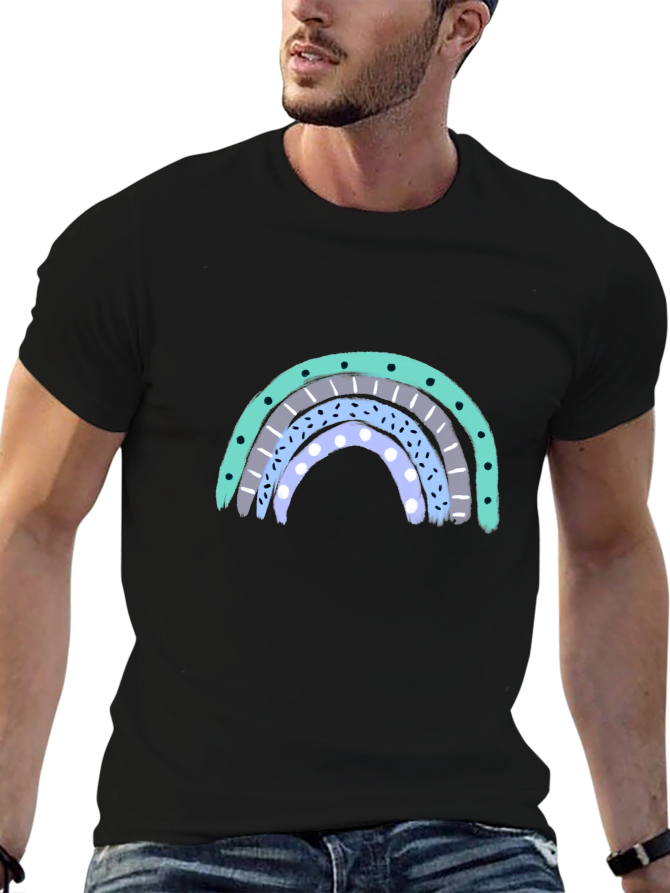 Black Rainbow Graphic T-Shirt - Casual Cool view 6