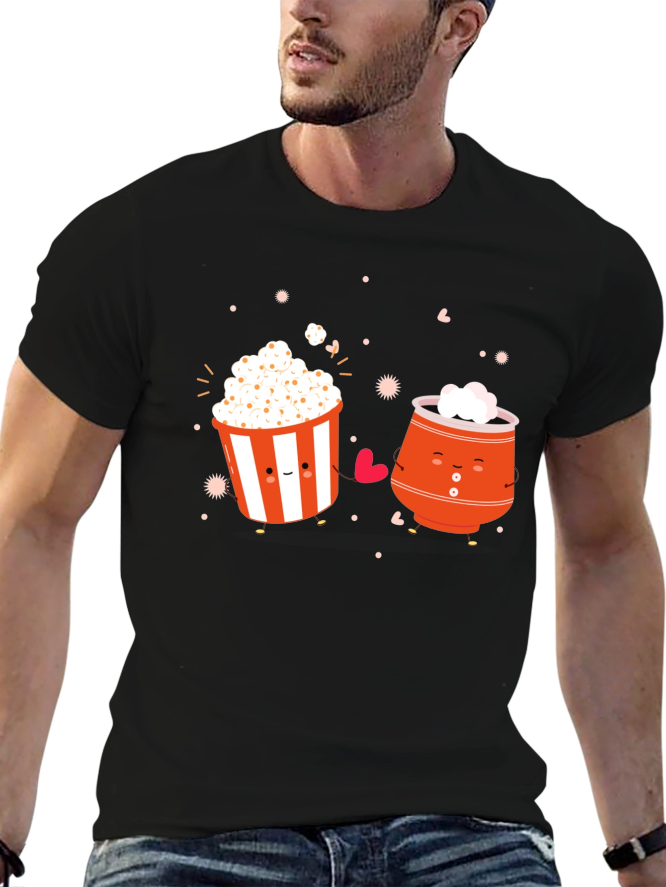 Black Cute Cartoon Snack Graphic Tee view 6