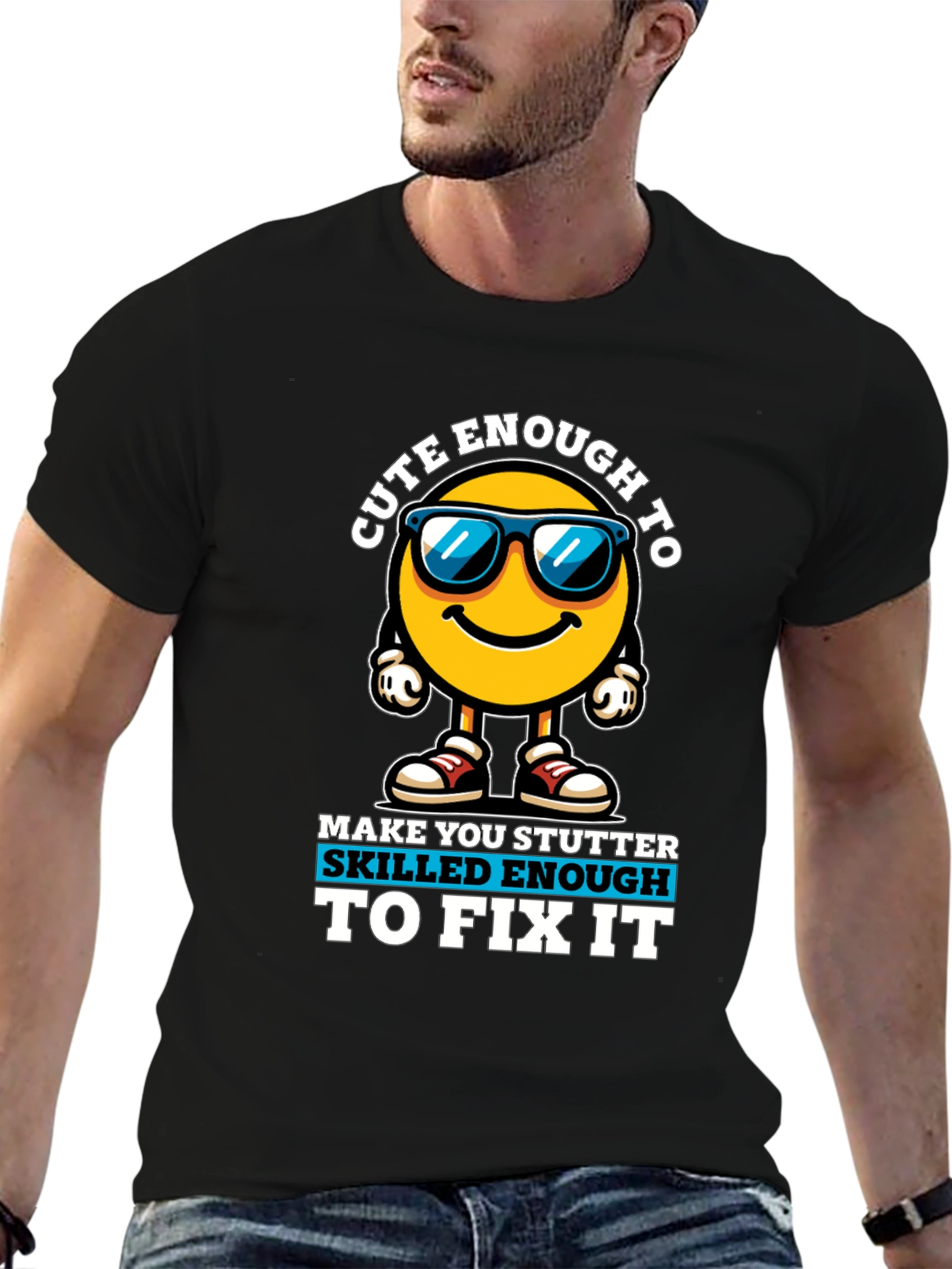 Black Cute Enough Skilled Enough Black Graphic Tee view 6