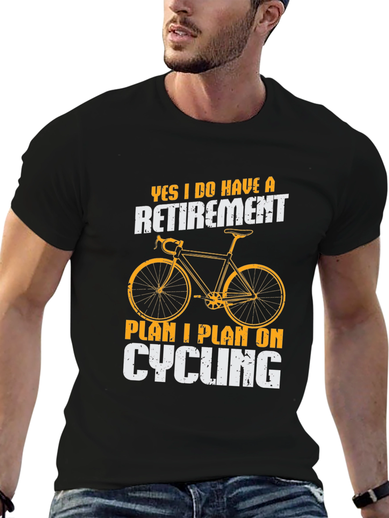 Black Cycling Retirement Plan T-Shirt view 6