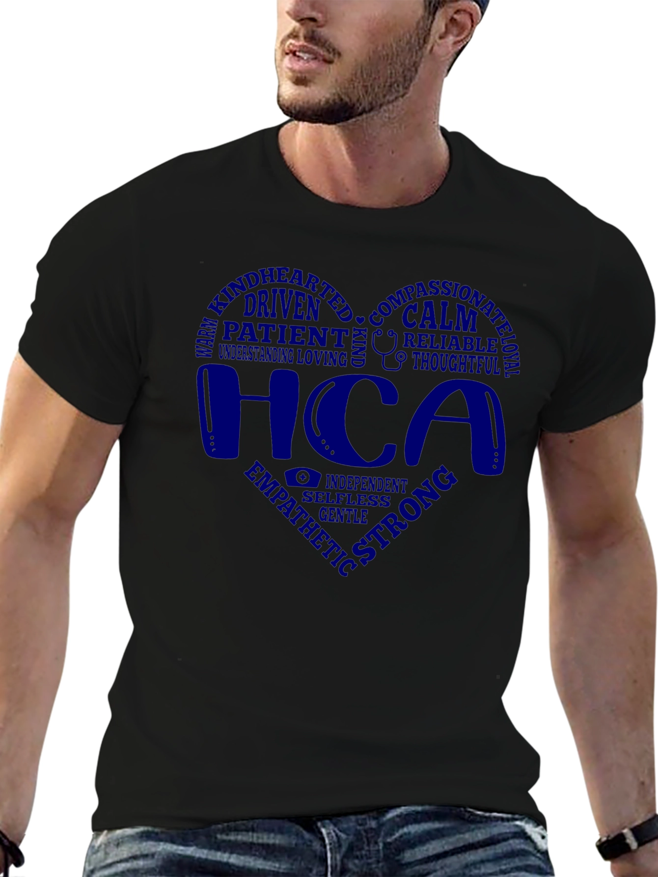 Black HCA Caring Heart T-Shirt - Empathy & Strength view 6