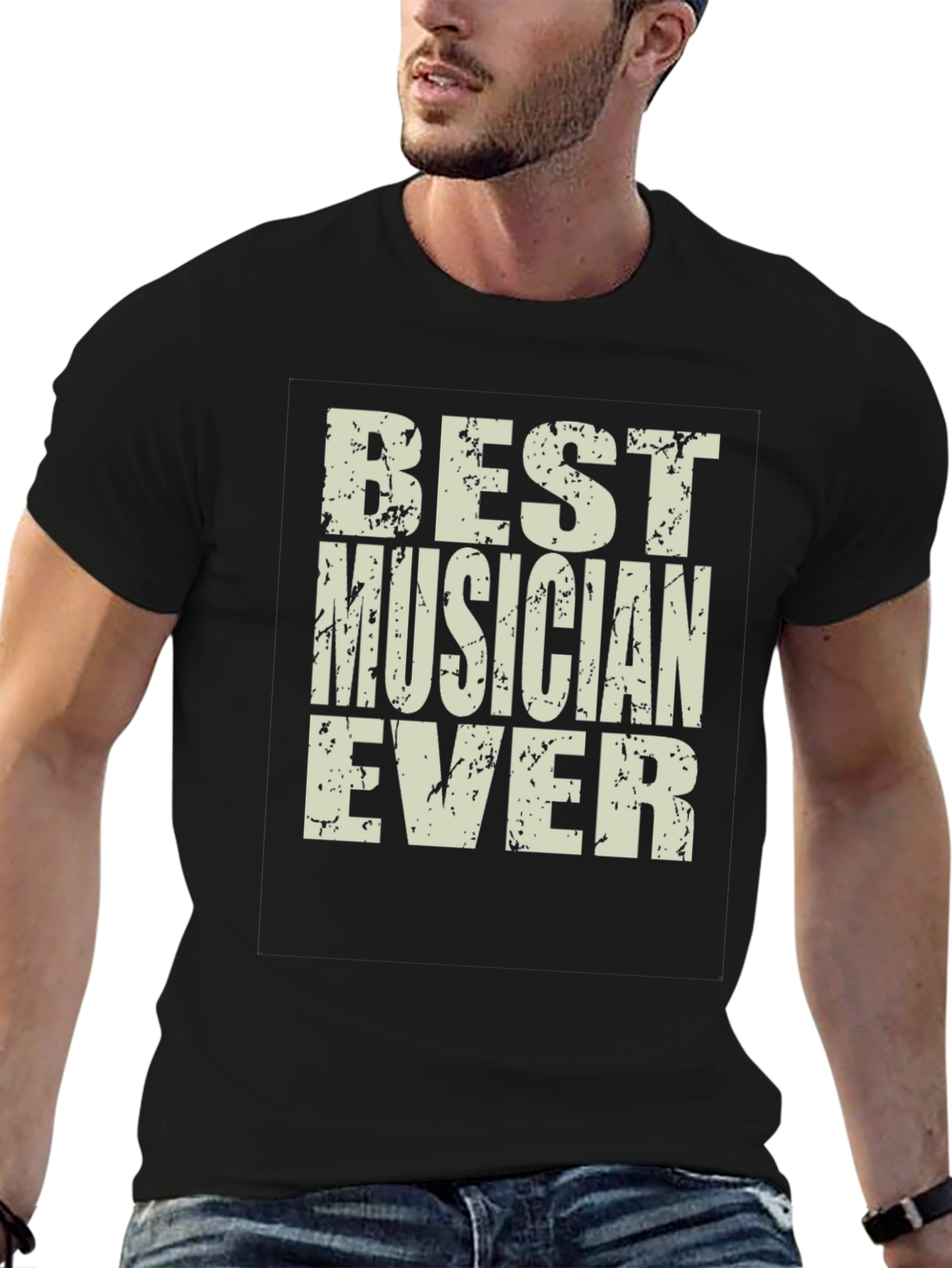 Black Best Musician Ever Graphic Tee - Unisex Crew Neck T-Shirt view 6