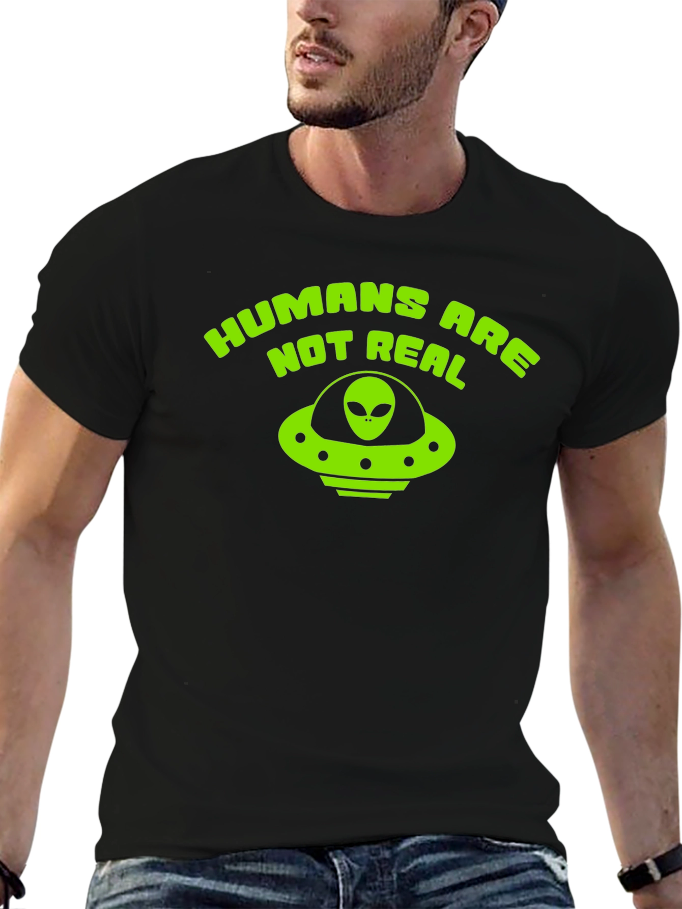Black Humans Are Not Real Alien UFO T-Shirt view 6