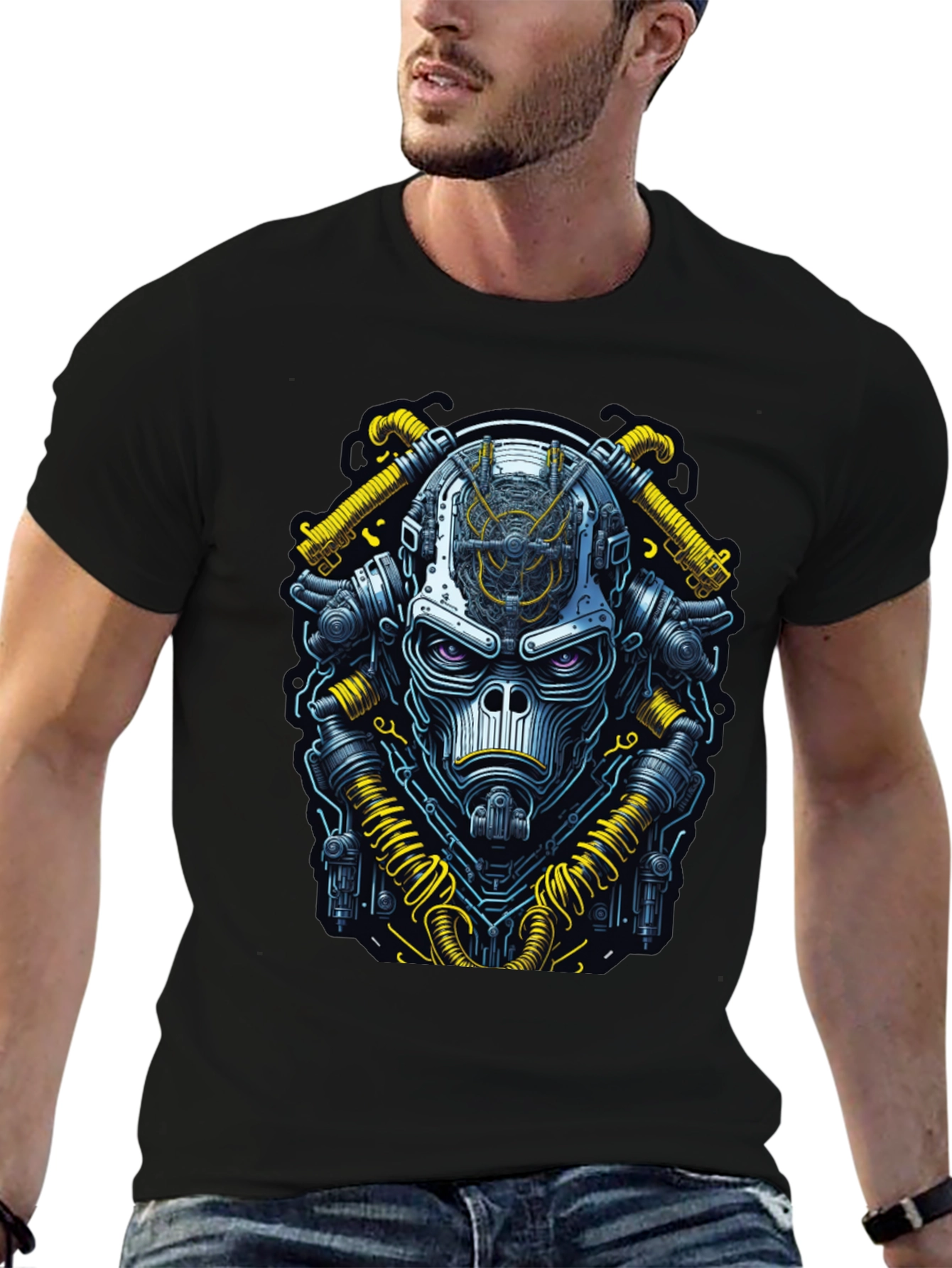 Black Steampunk Monkey Tee - Unique Graphic Design view 6